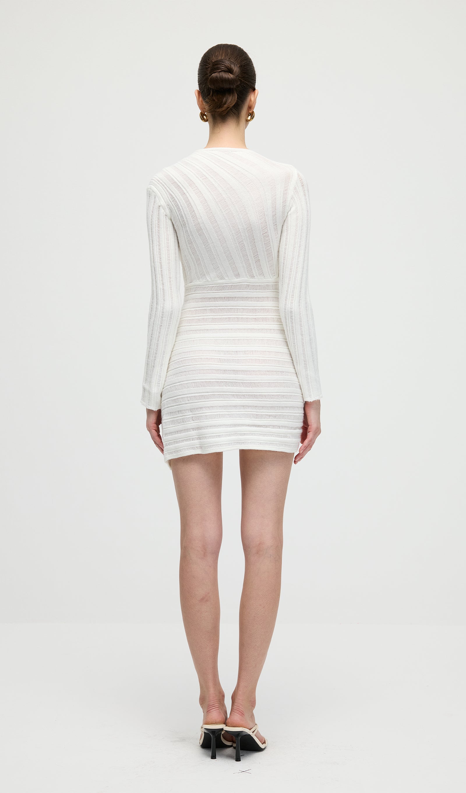 Hollow Out  Mini Dress In White