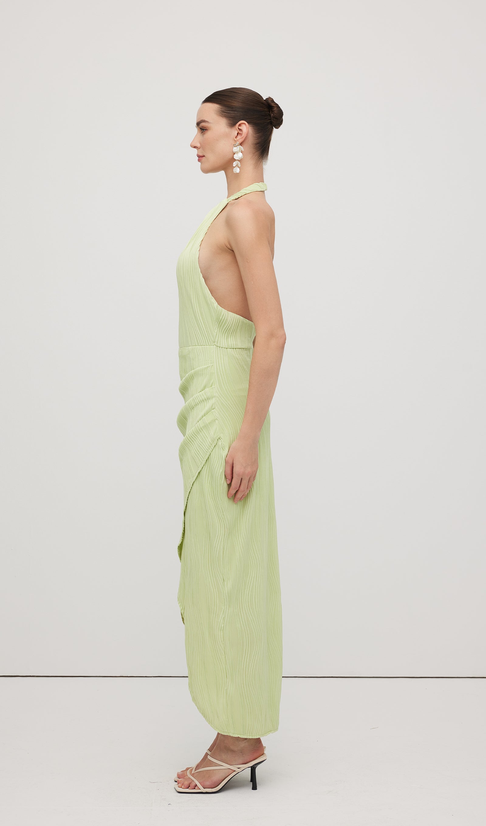 Solid Ribbed Halter Maxi Dress