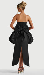 Lotus Mini Dress With Bow In Black