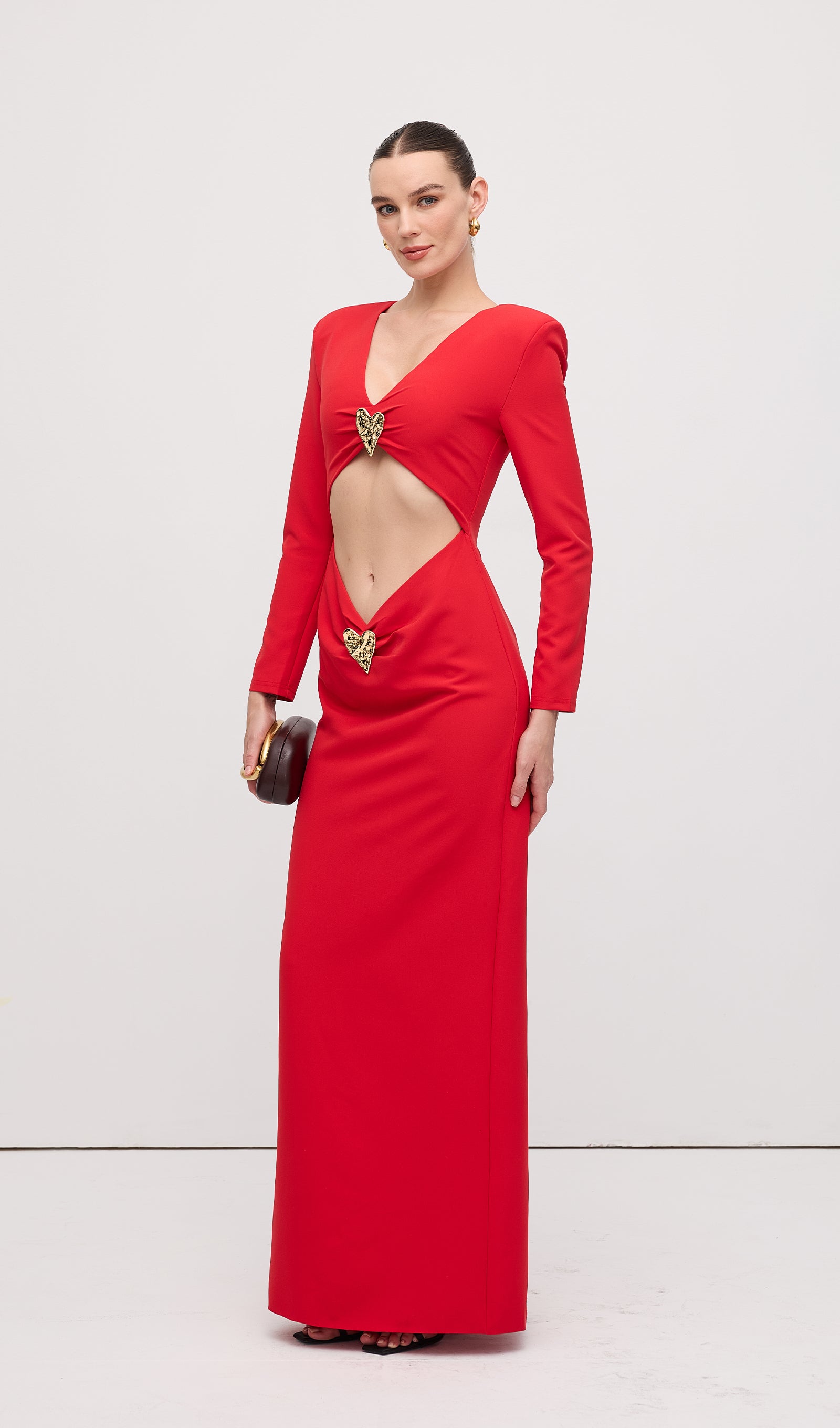 Heart Jewel Details Maxi Dress