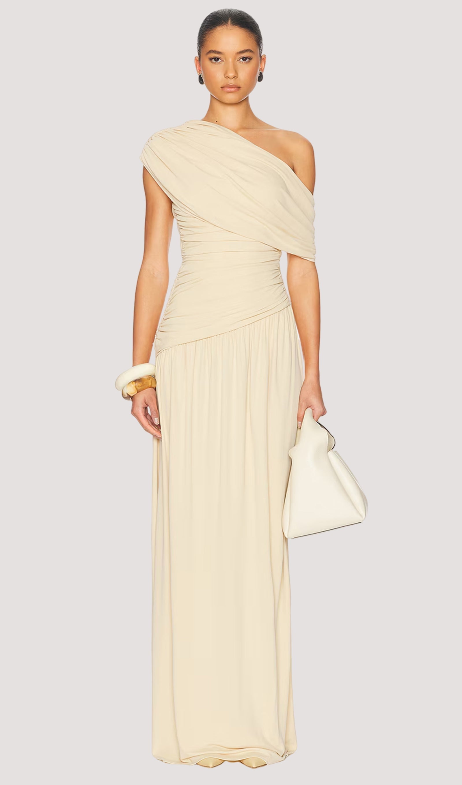 Off Shoulder Pleated Maxi Dress