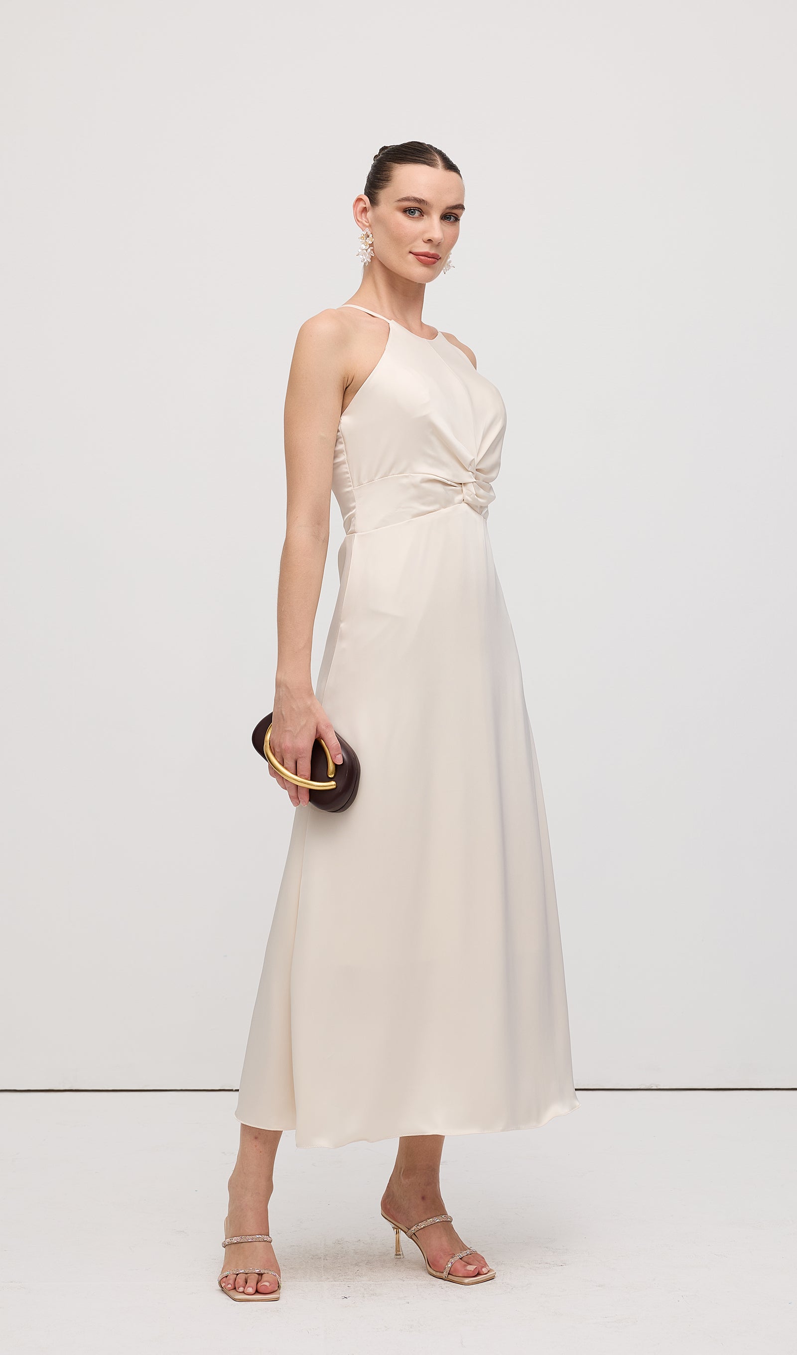 Sleeveless Satin Midi Dress