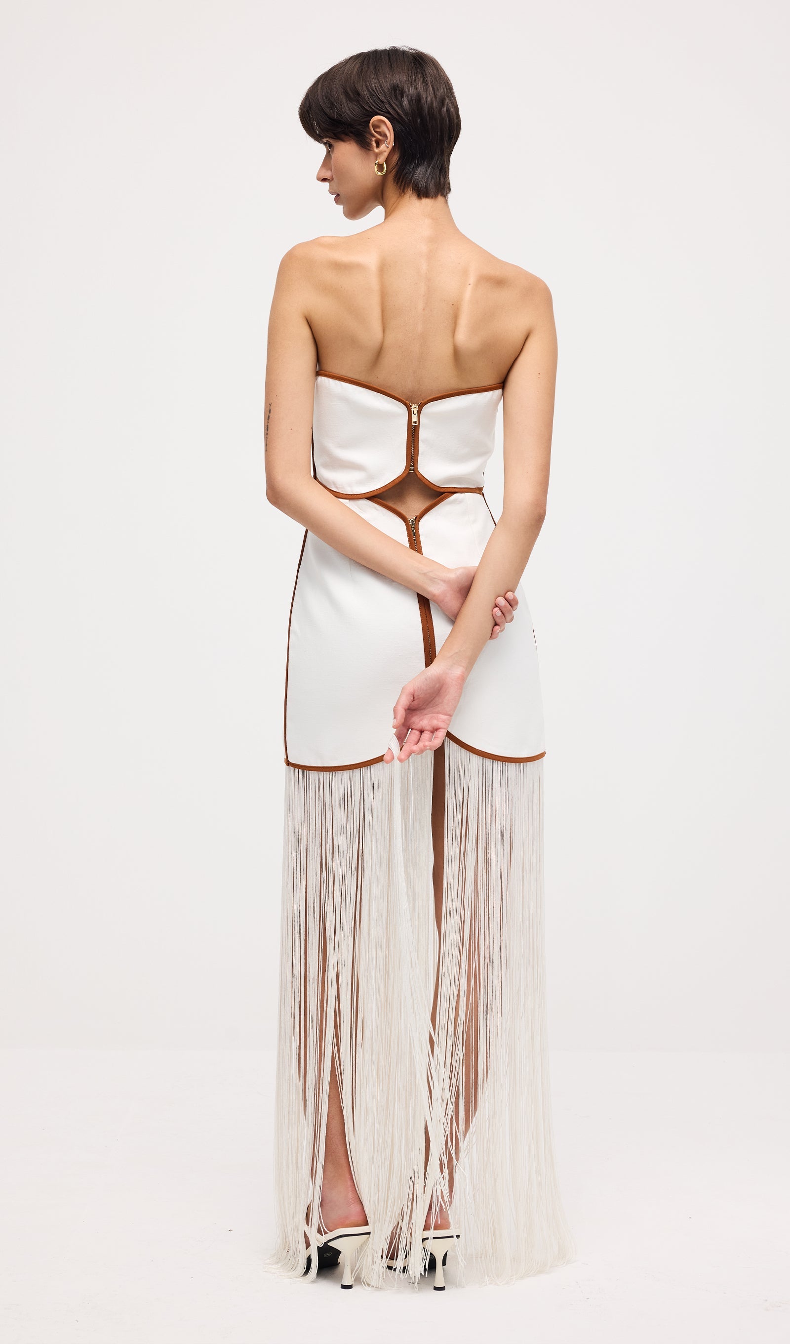 Tassel Off Shoulder Hollow Out Maxi Dress