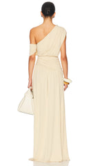 Off Shoulder Pleated Maxi Dress