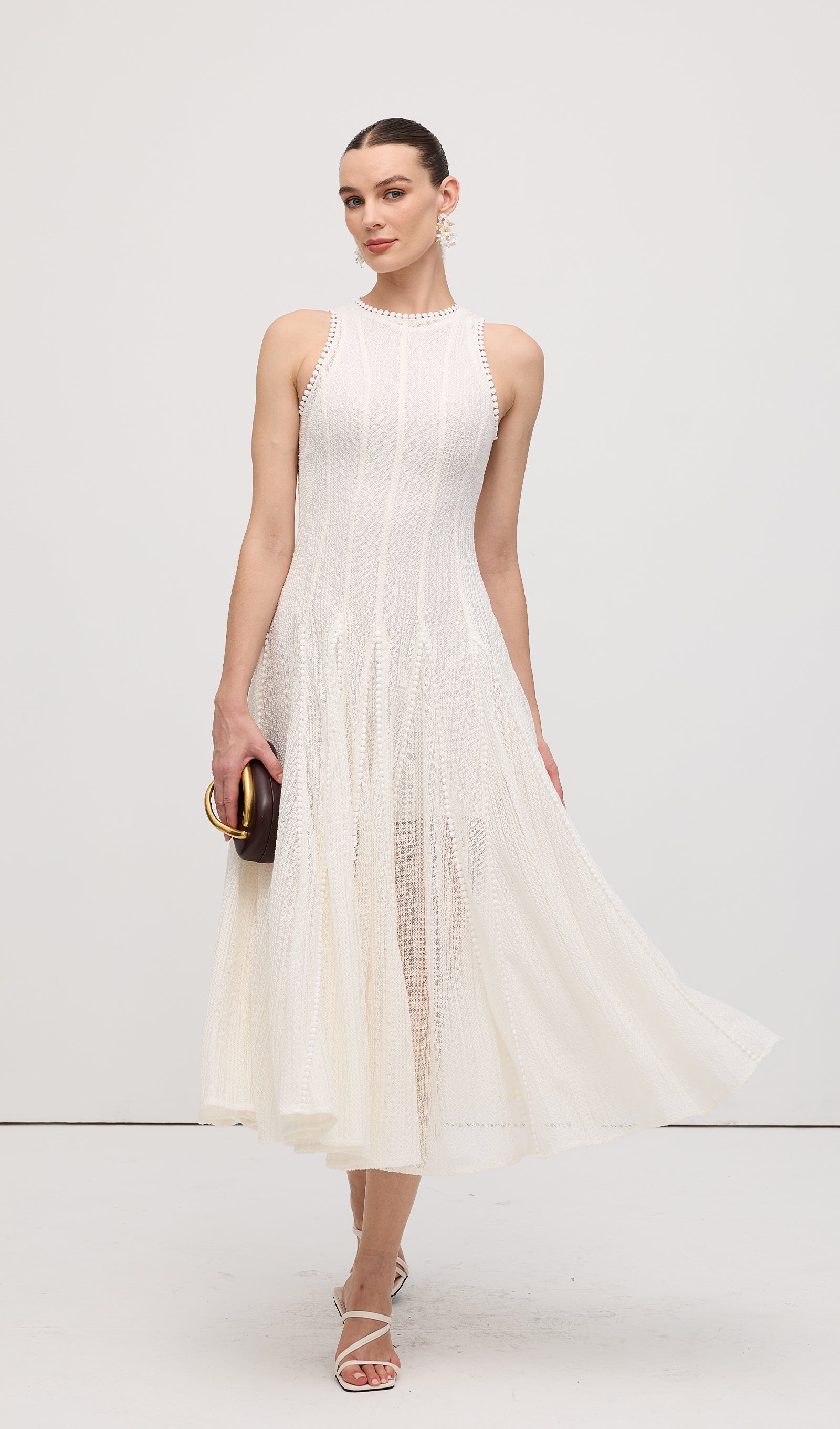 Semi Sheer Lace Sleeveless Maxi Dress