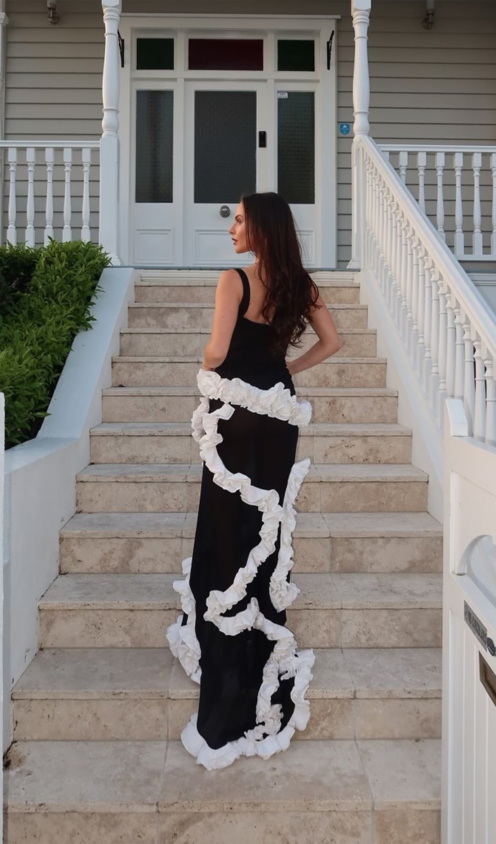 Wisteria Gown Maxi Dress In Black & White