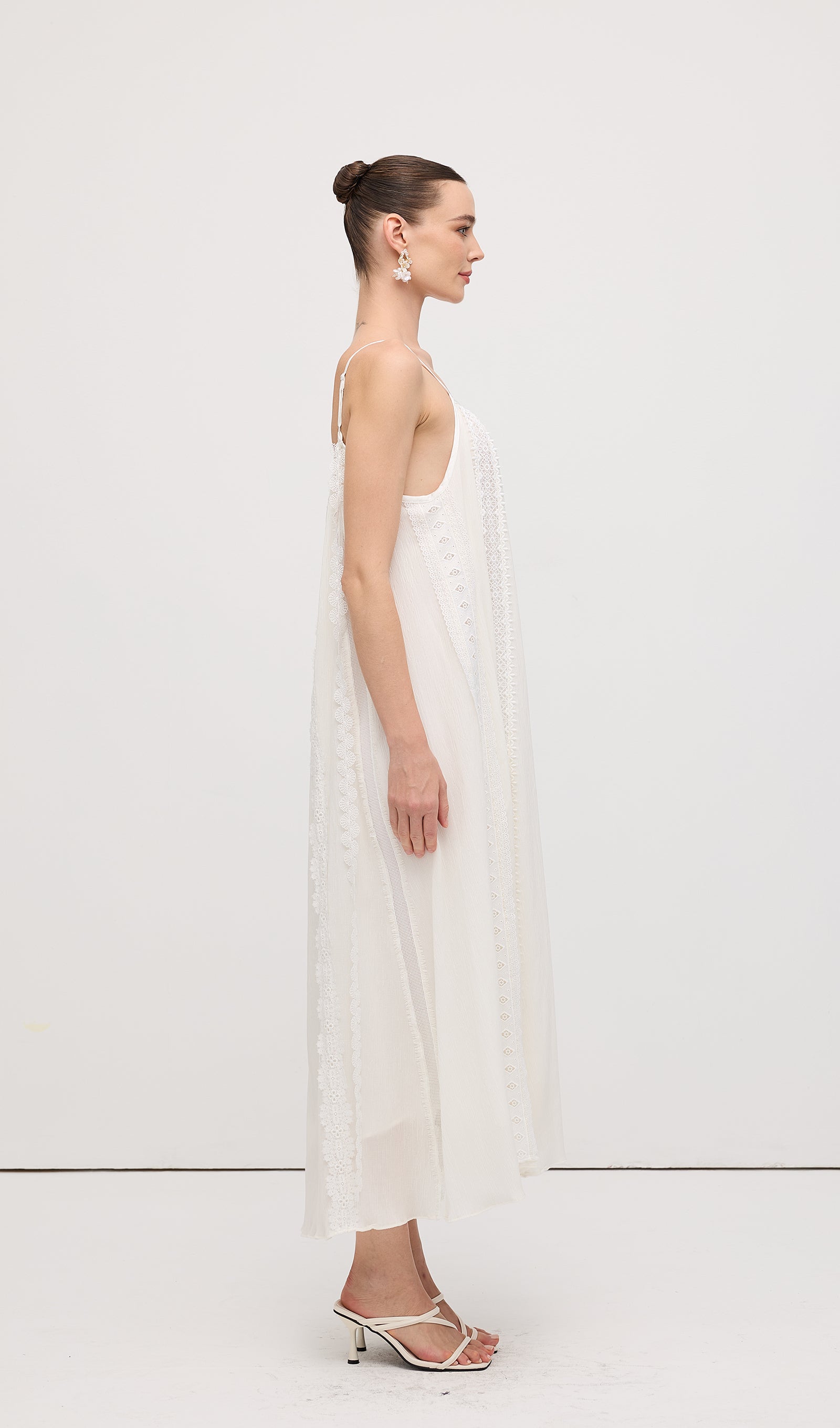 Embroidered Cotton And Linen Midi Dress