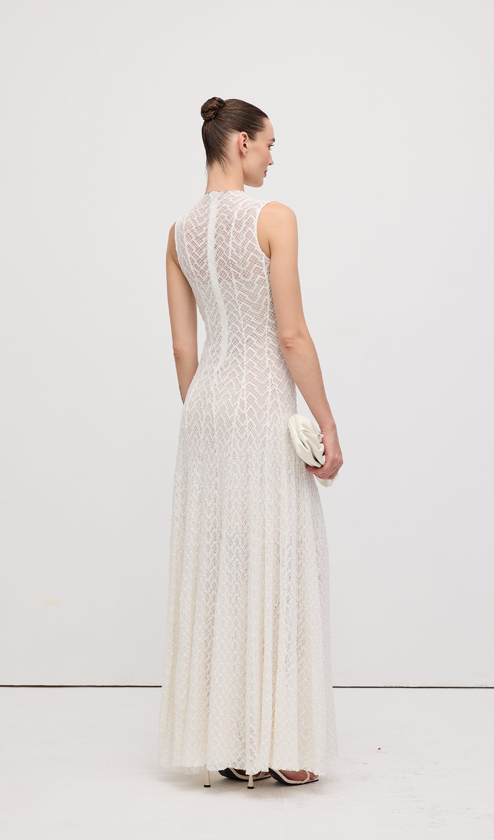 Solid Pointelle Sleeveless Maxi Dress