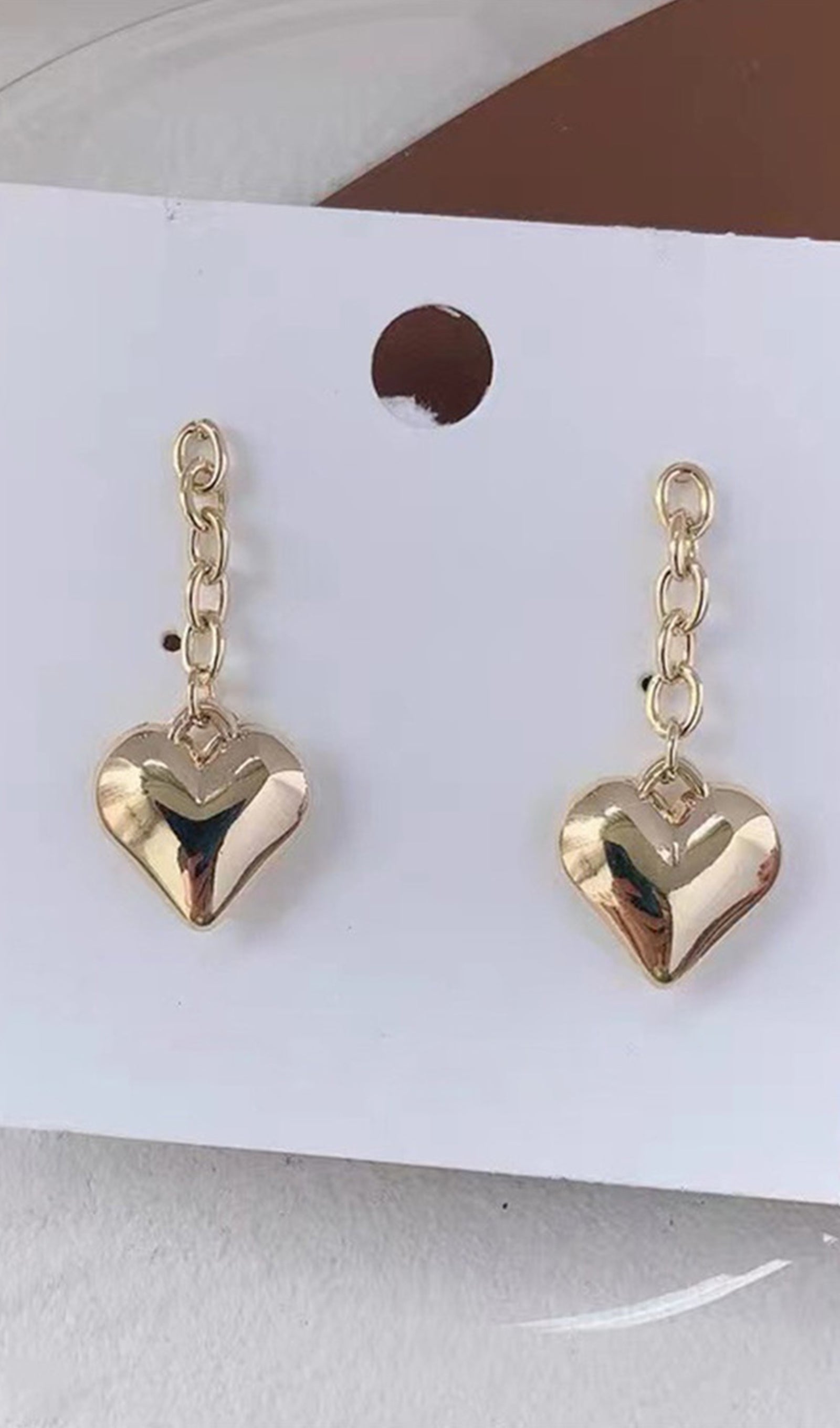 Chain Heart Dangle Drop Earrings
