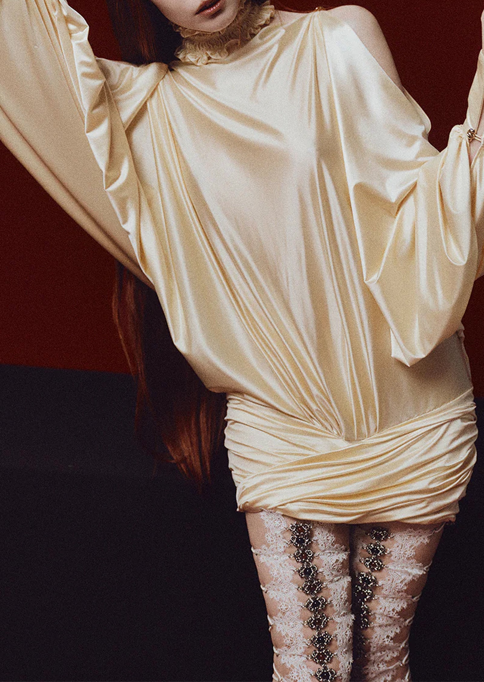 Portia Blouson Ruffle Mini Dress