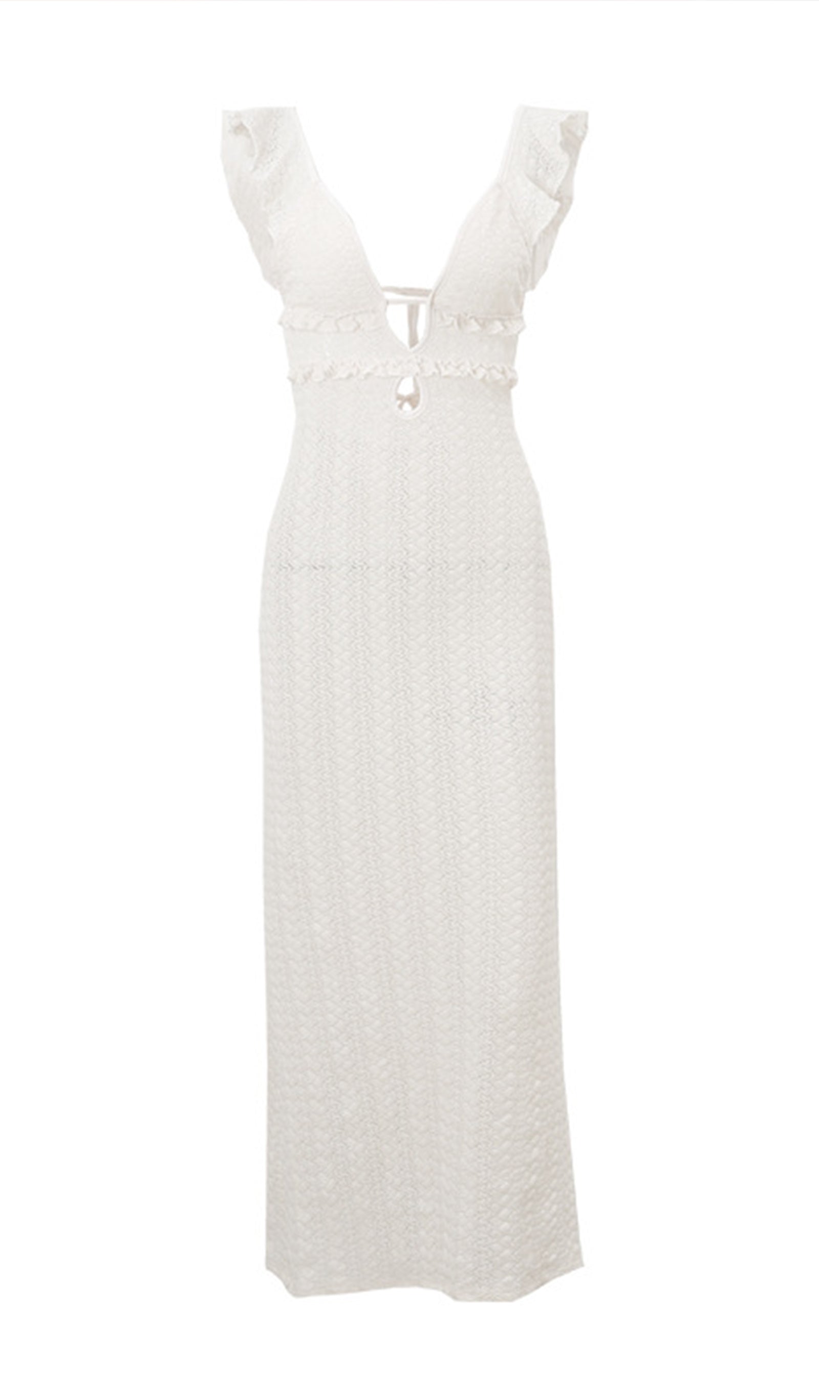 Ruffle Backless Knit Midi Dress