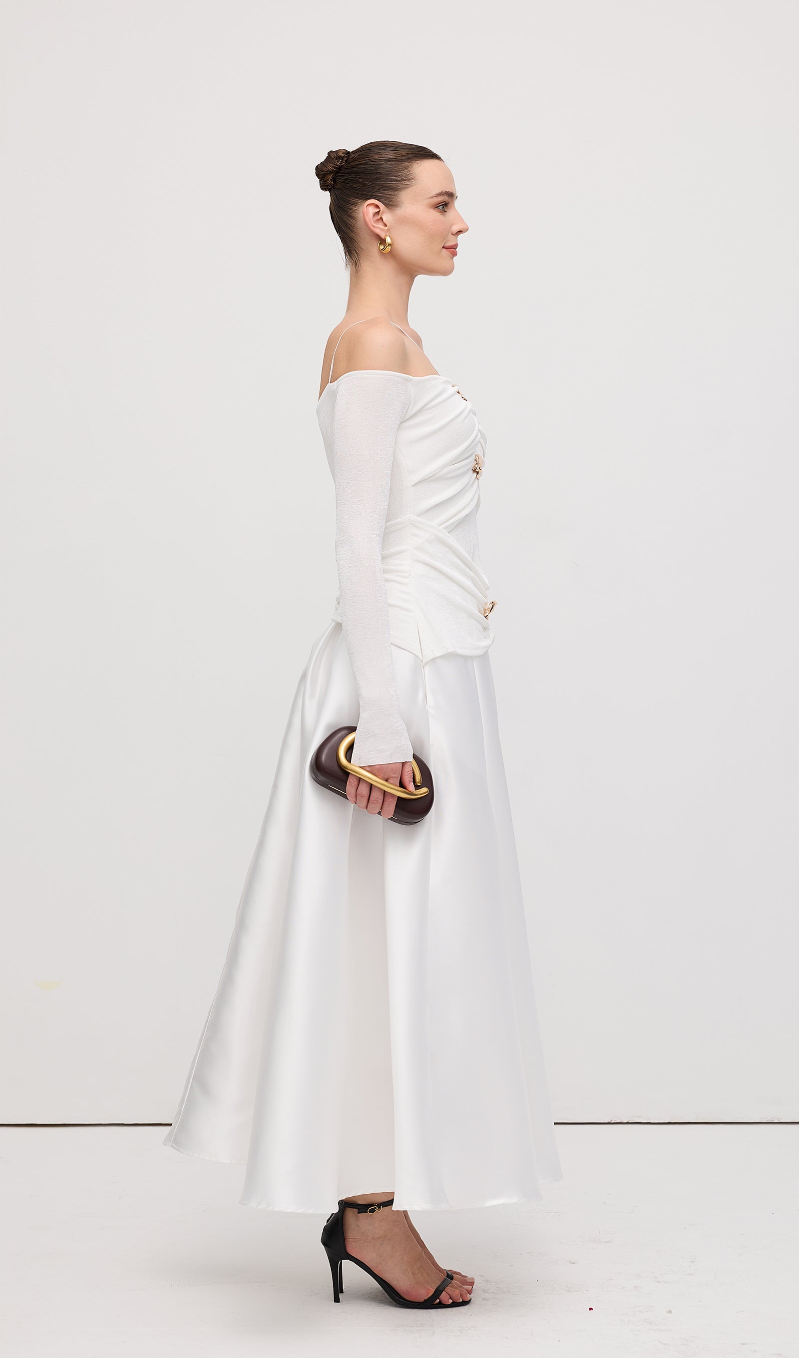 Off Shoulder Panelled Maxi Dress