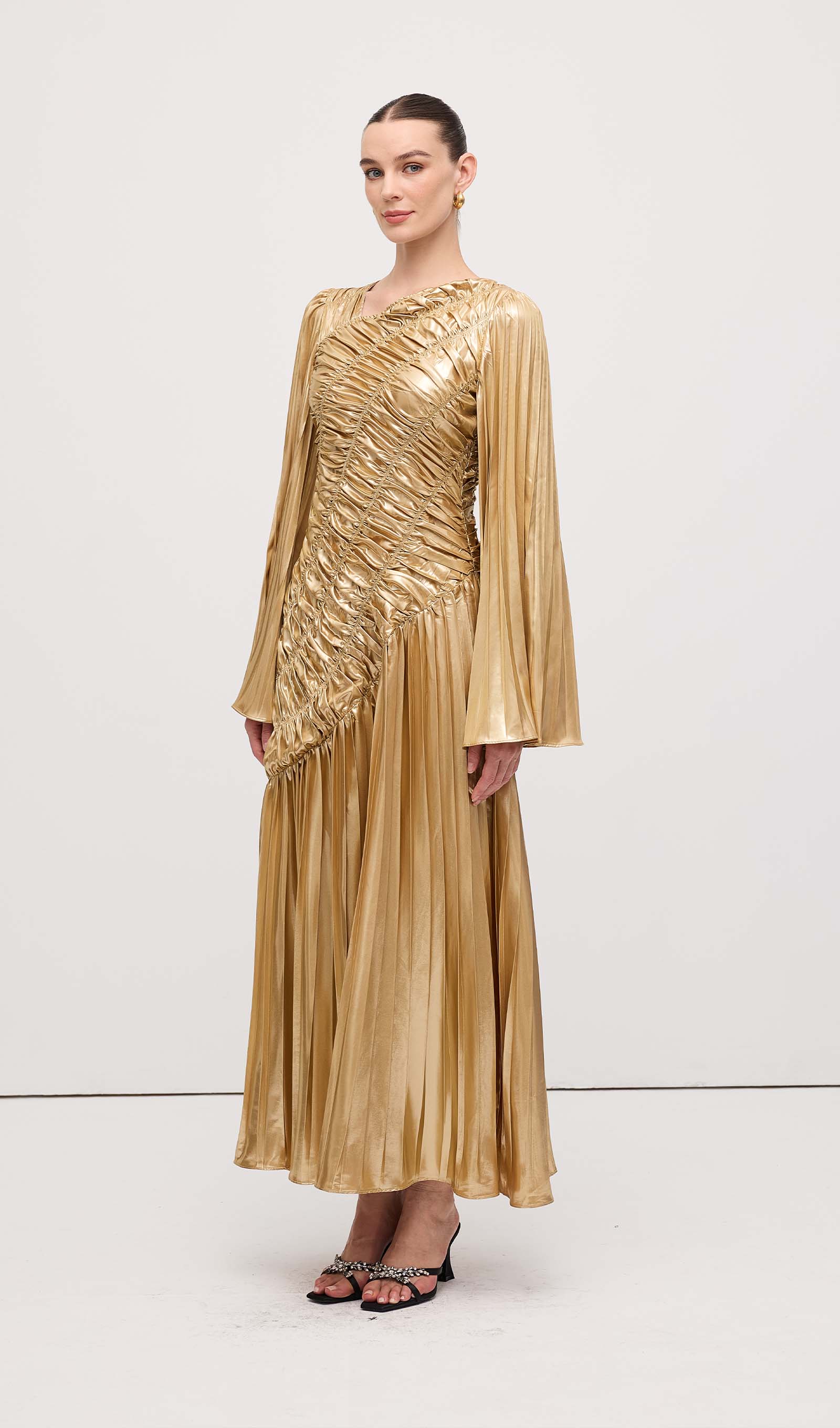 Metallic Maxi Dress Gold