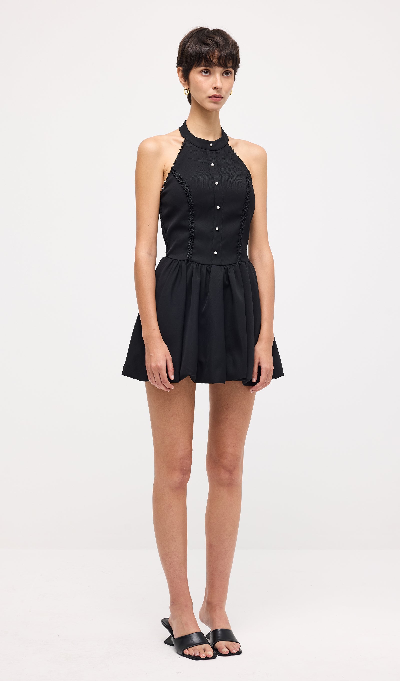 Sleeveless Halter Neck Mini Dress