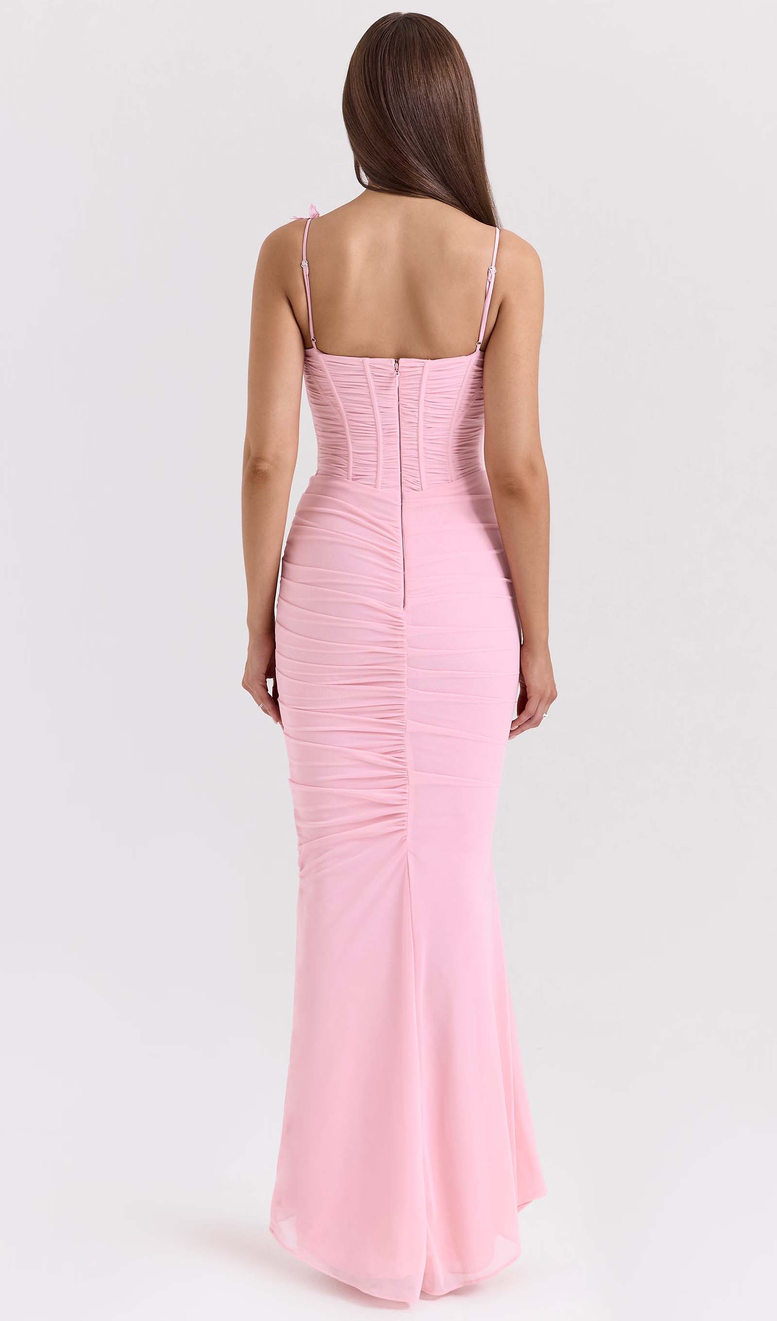 Solid Stretch Mesh Maxi Dress