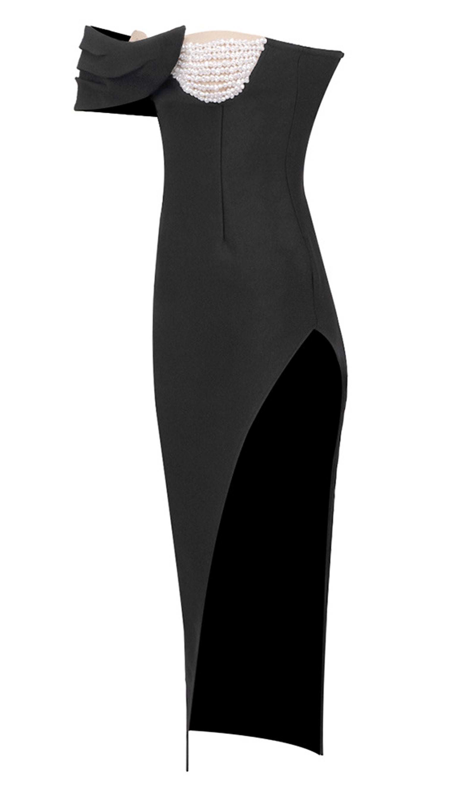 Strapless Crystal Embellished Crepe Midi Dress