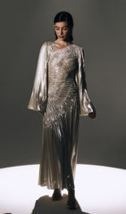 Metallic Maxi Dress In Silver