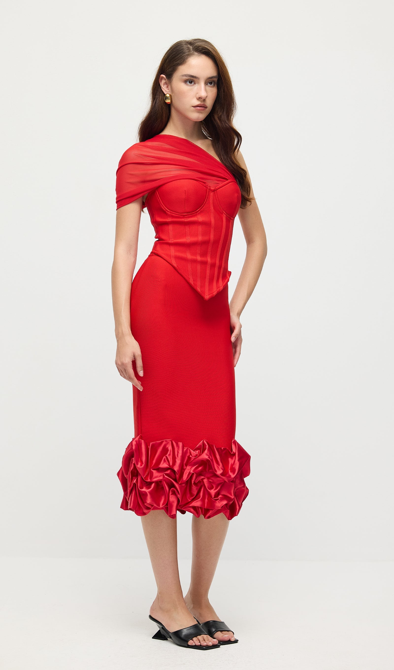 Off Shoulder Fishbone Top & Hip Skirt