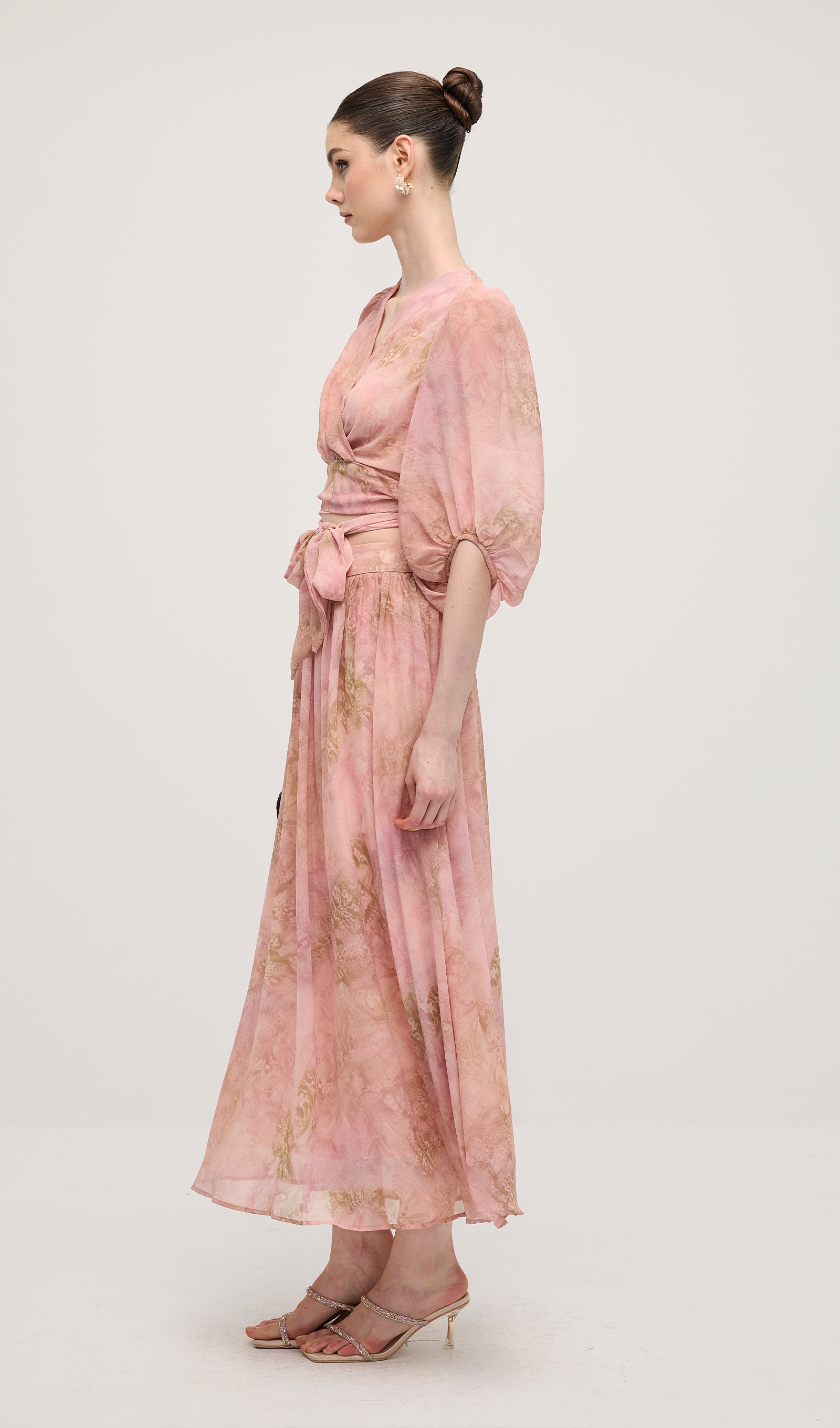 Floral Knot Cut Out Midi Dress Sets