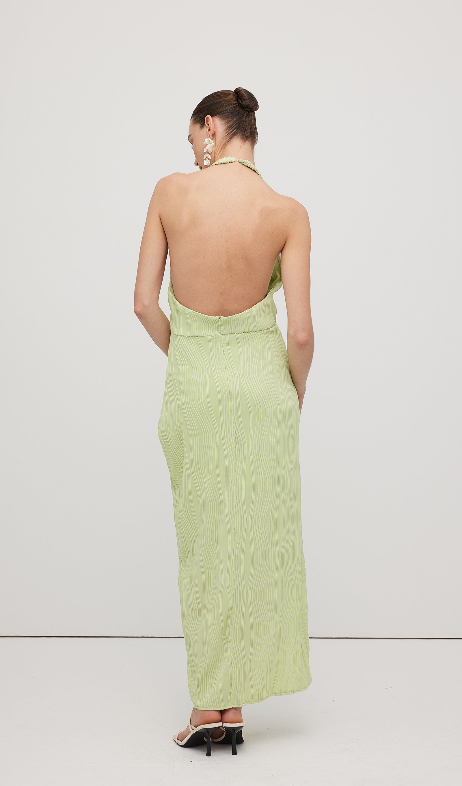 Solid Ribbed Halter Maxi Dress