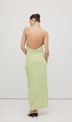 Solid Ribbed Halter Maxi Dress