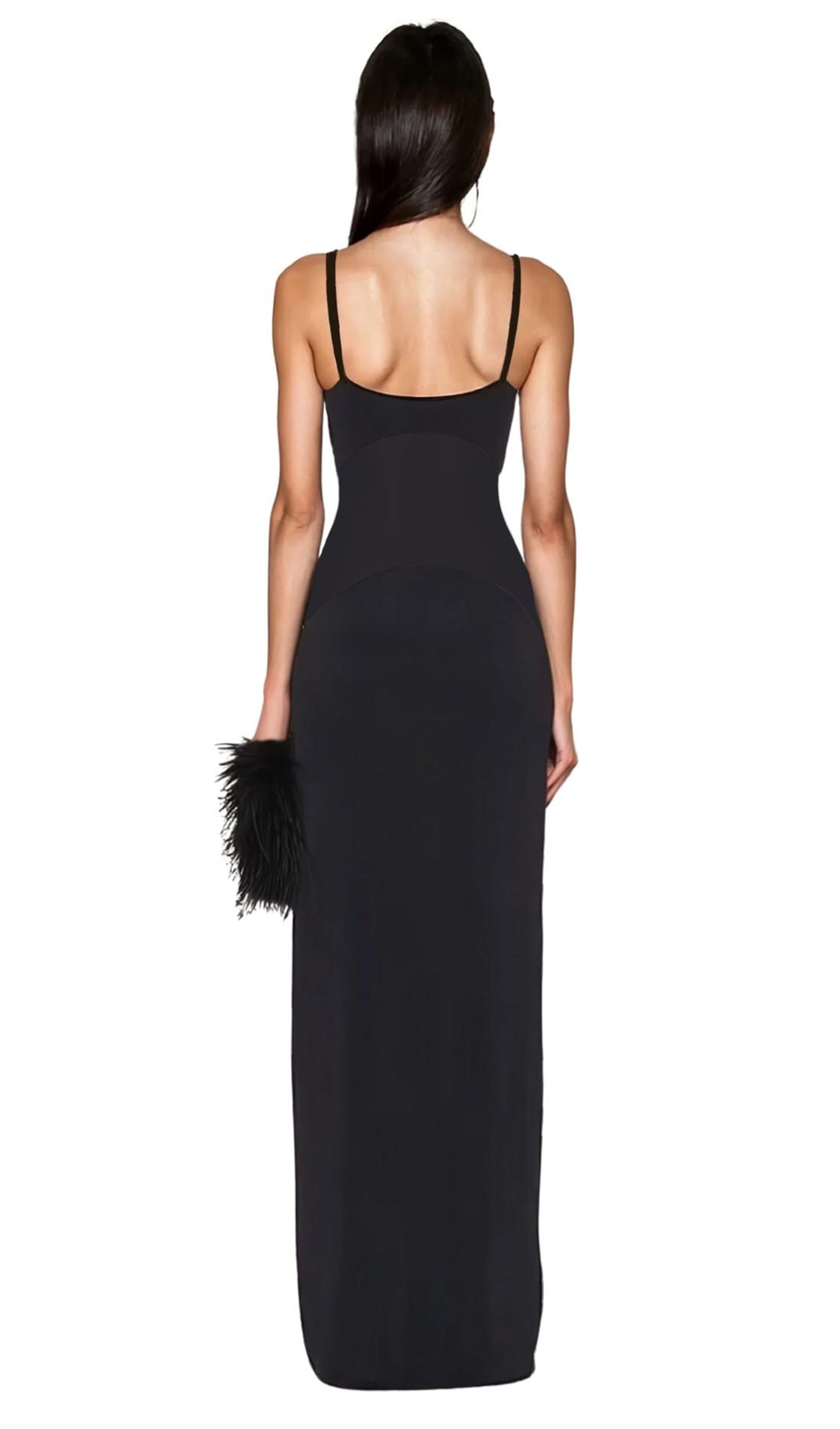 Solid Sleeveless Curve Maxi Dress In Black