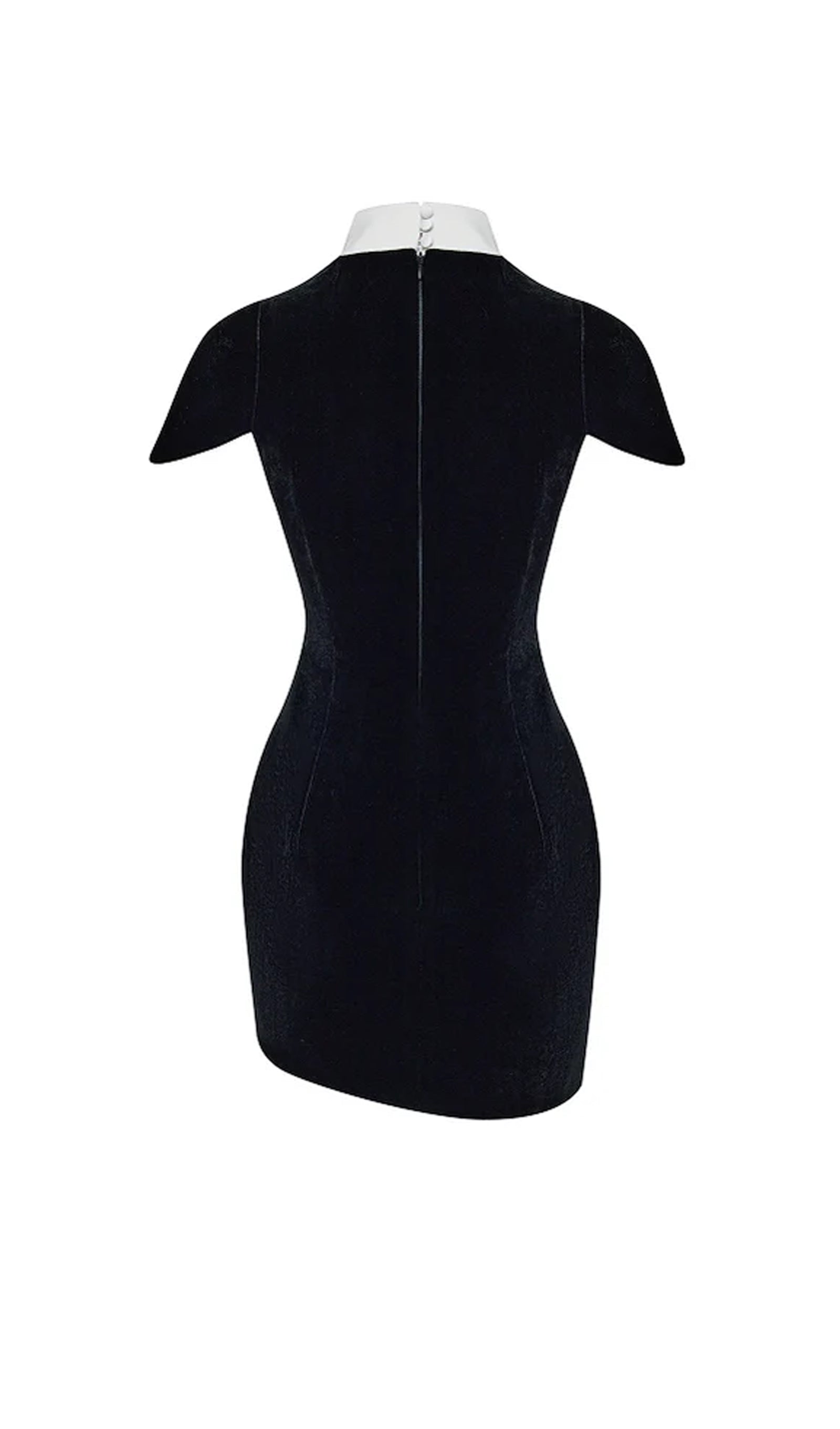 Solid Velvet U Neck Mini Dress In Black