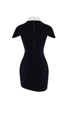 Solid Velvet U Neck Mini Dress