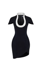 Solid Velvet U Neck Mini Dress