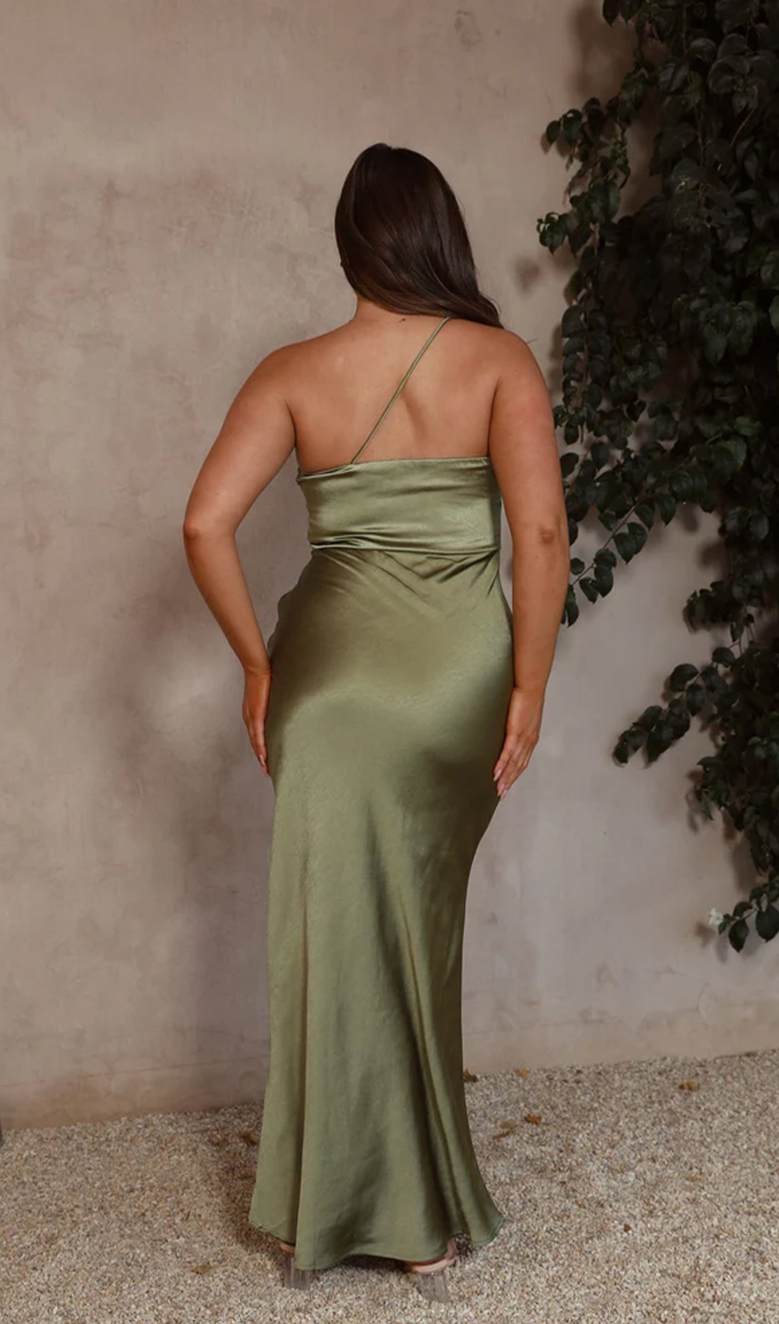 Satin Single Shoulder Strap Maxi Dress