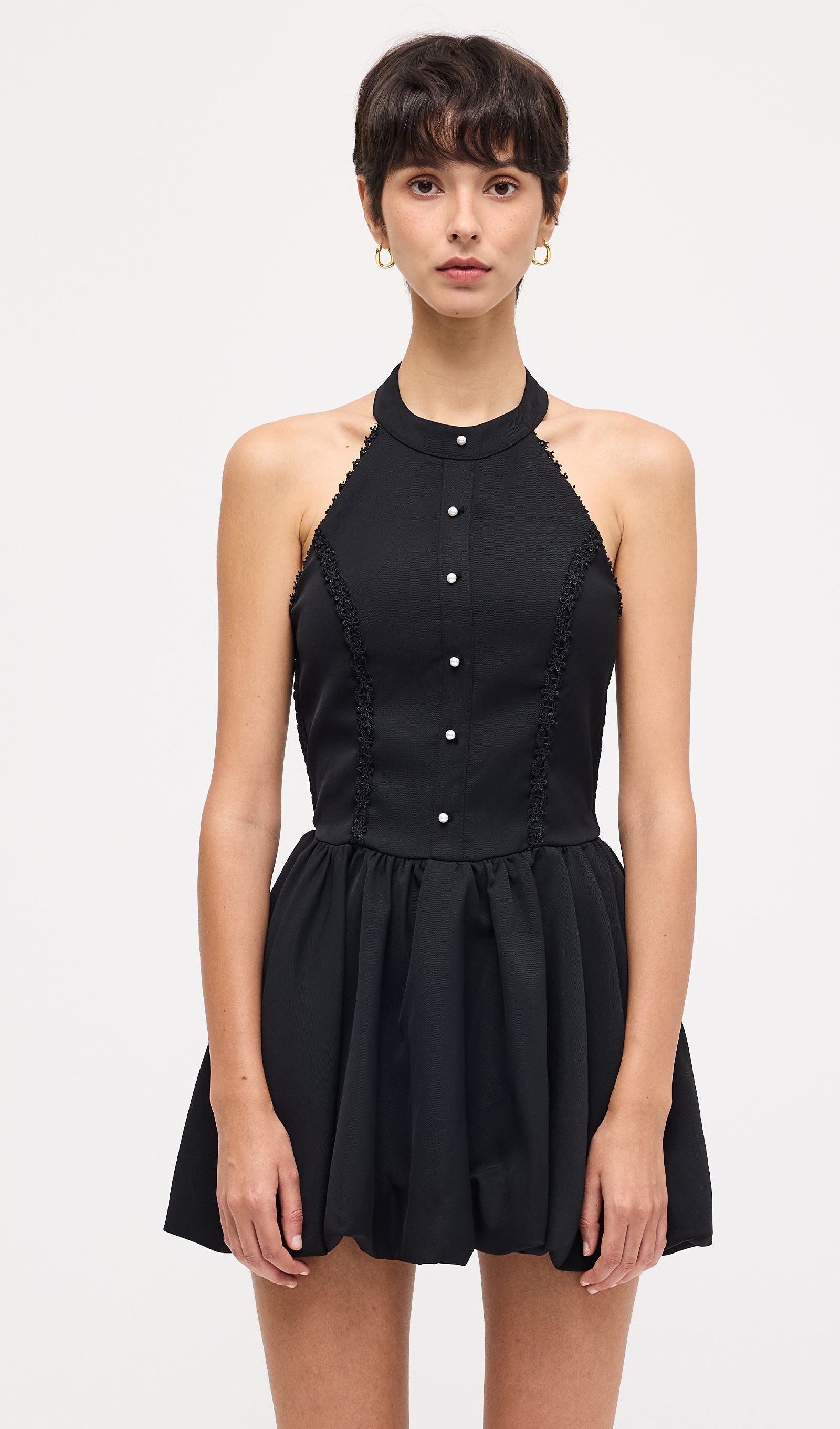 Sleeveless Halter Neck Mini Dress