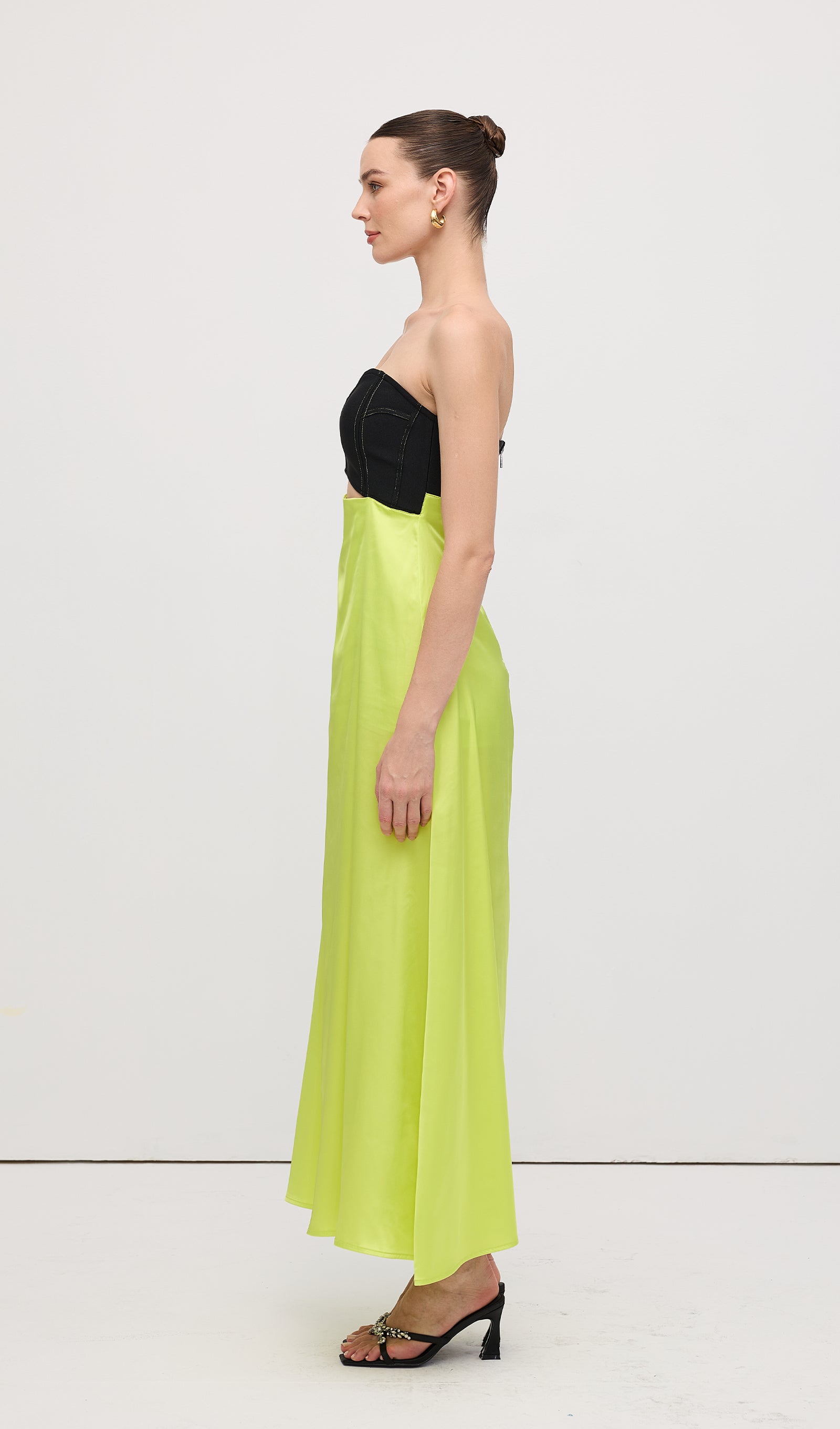 Corsetry Inspired Strapless Maxi Dress