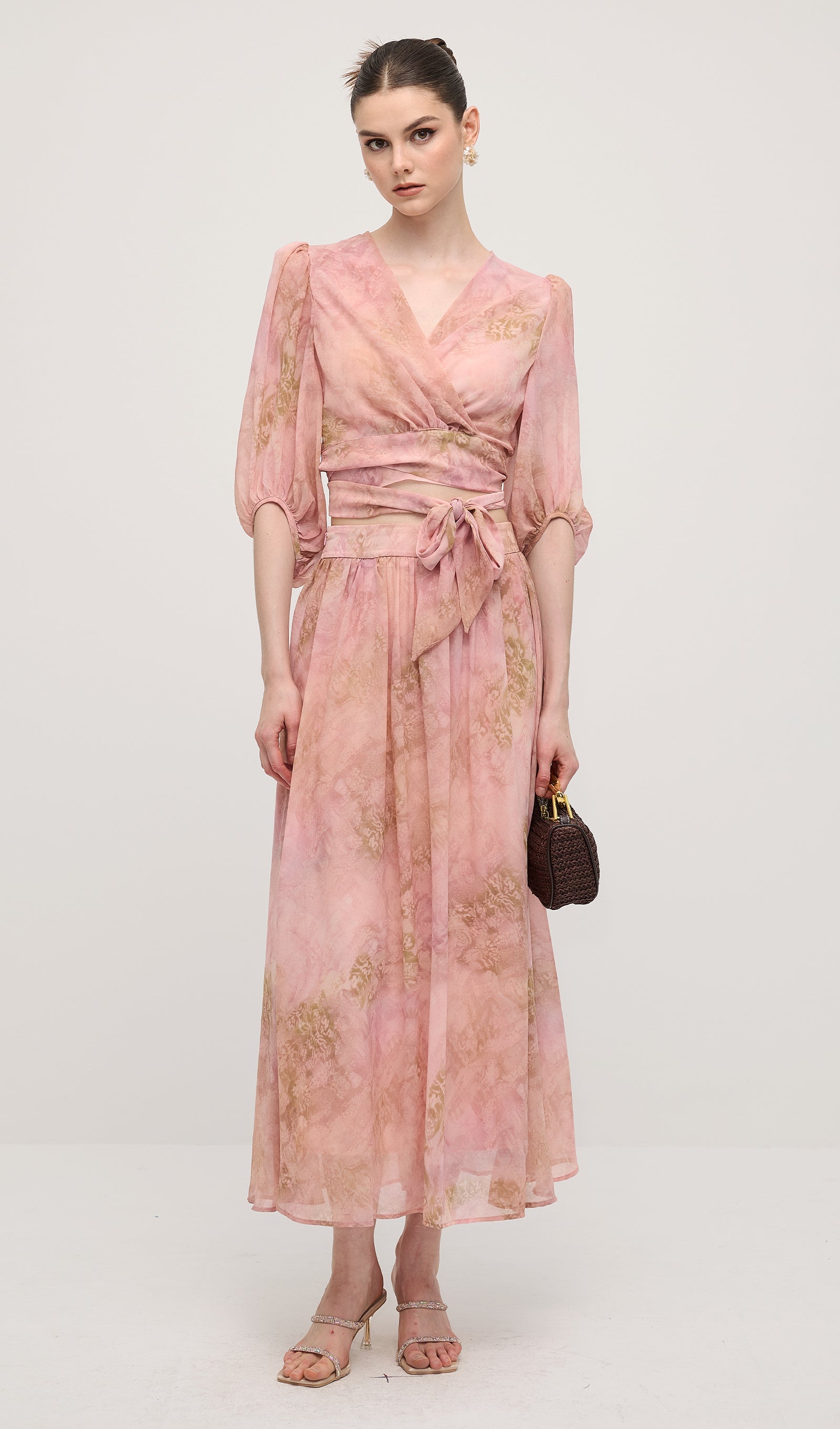 Floral Knot Cut Out Midi Dress Sets