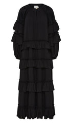Ruffle Tiered Puff Sleeve Maxi Dress