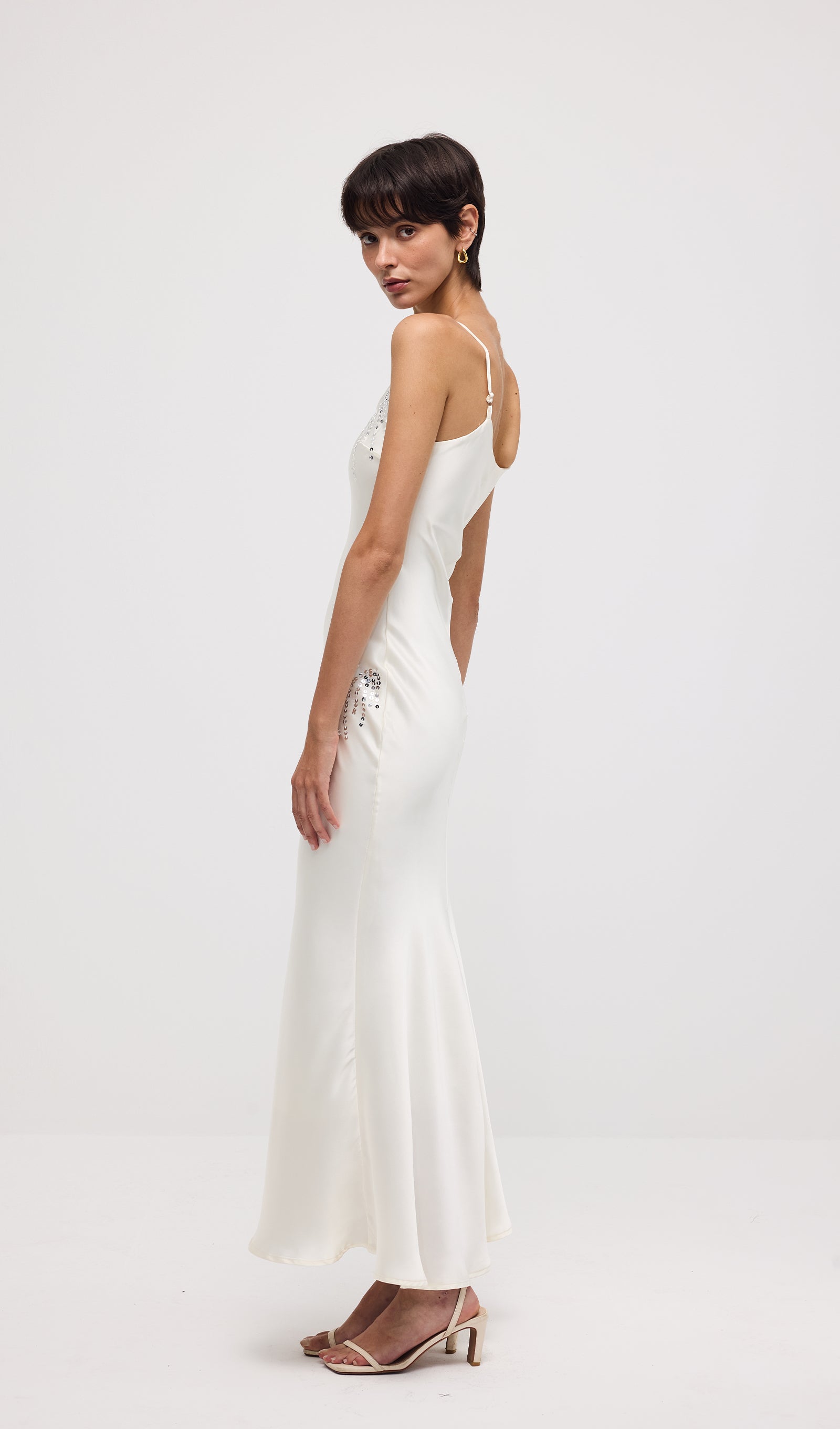 Solid Satin Sleeveless Maxi Dress