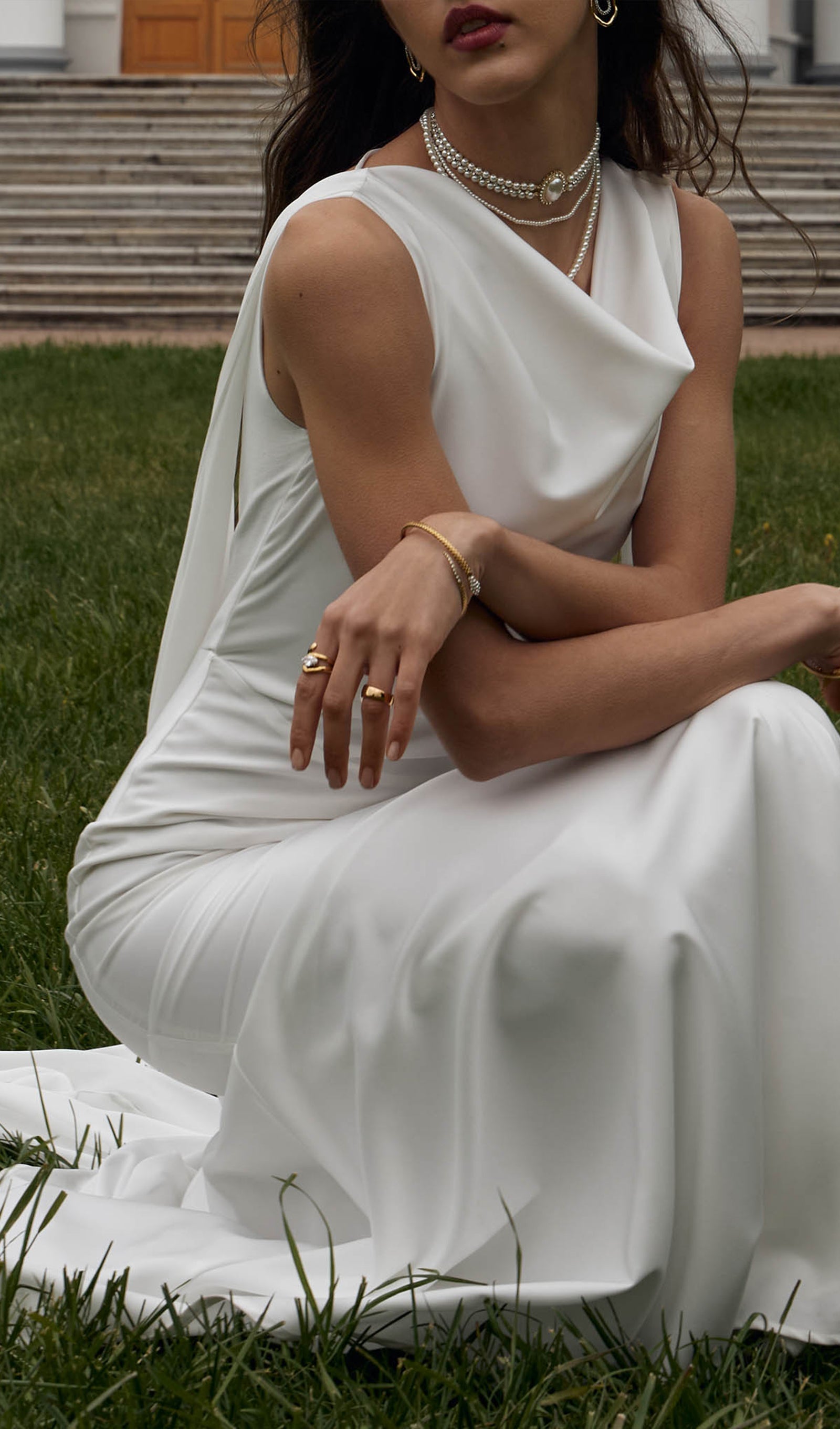 Solid Satin Flared Maxi Dress