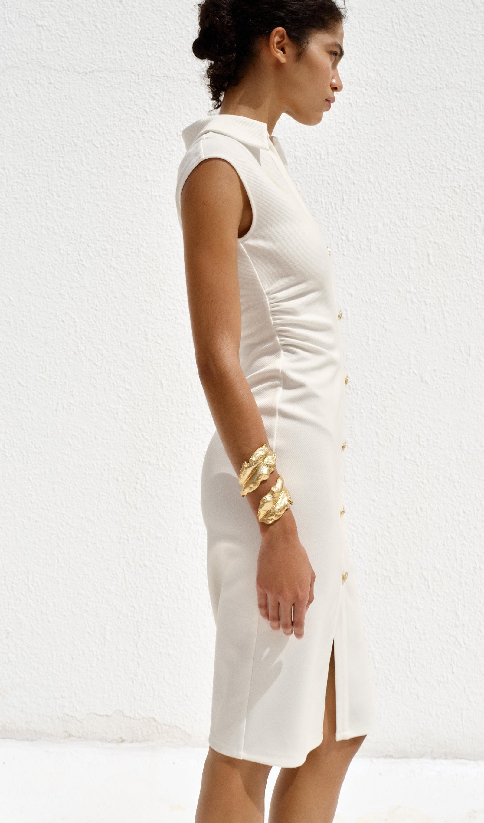 Solid Pique Shirt Midi Dress