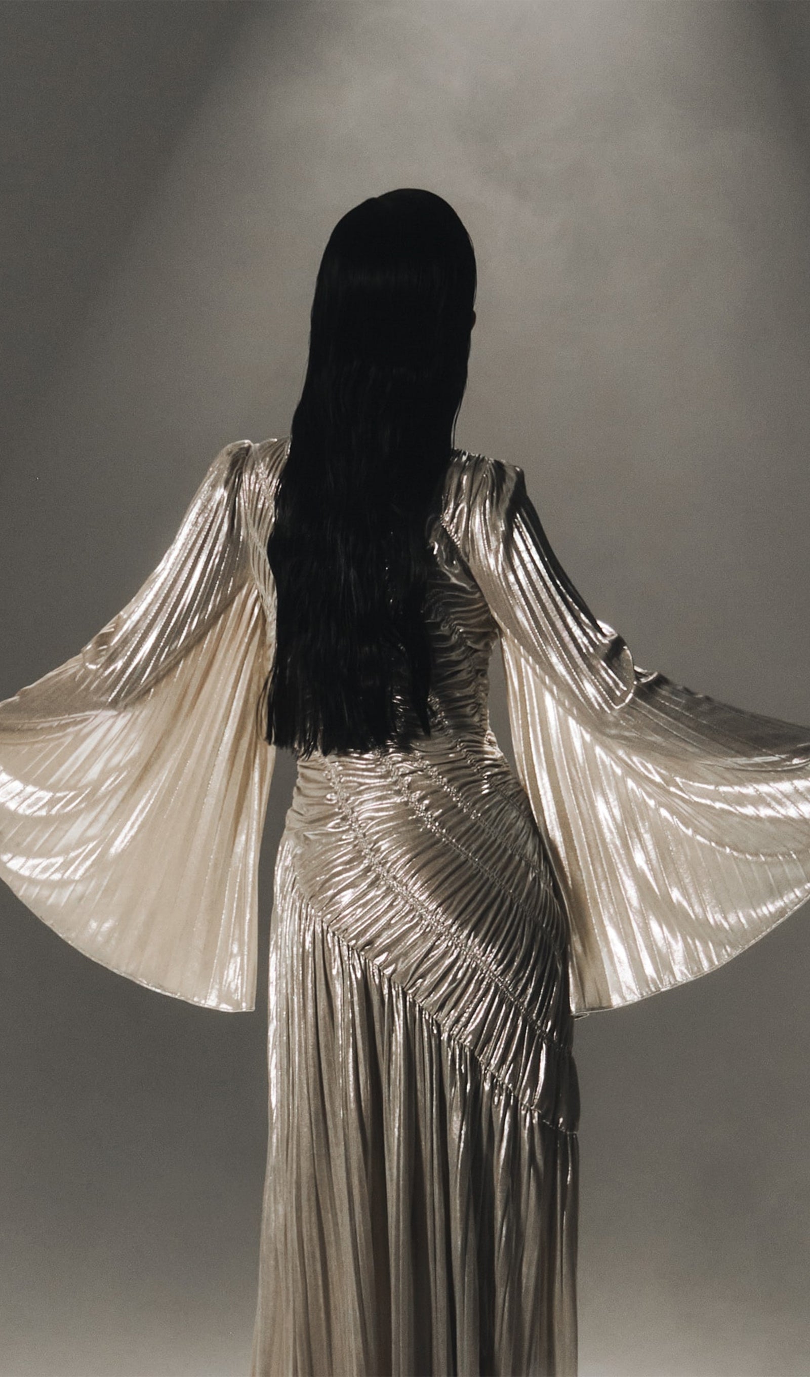 Metallic Maxi Dress In Silver