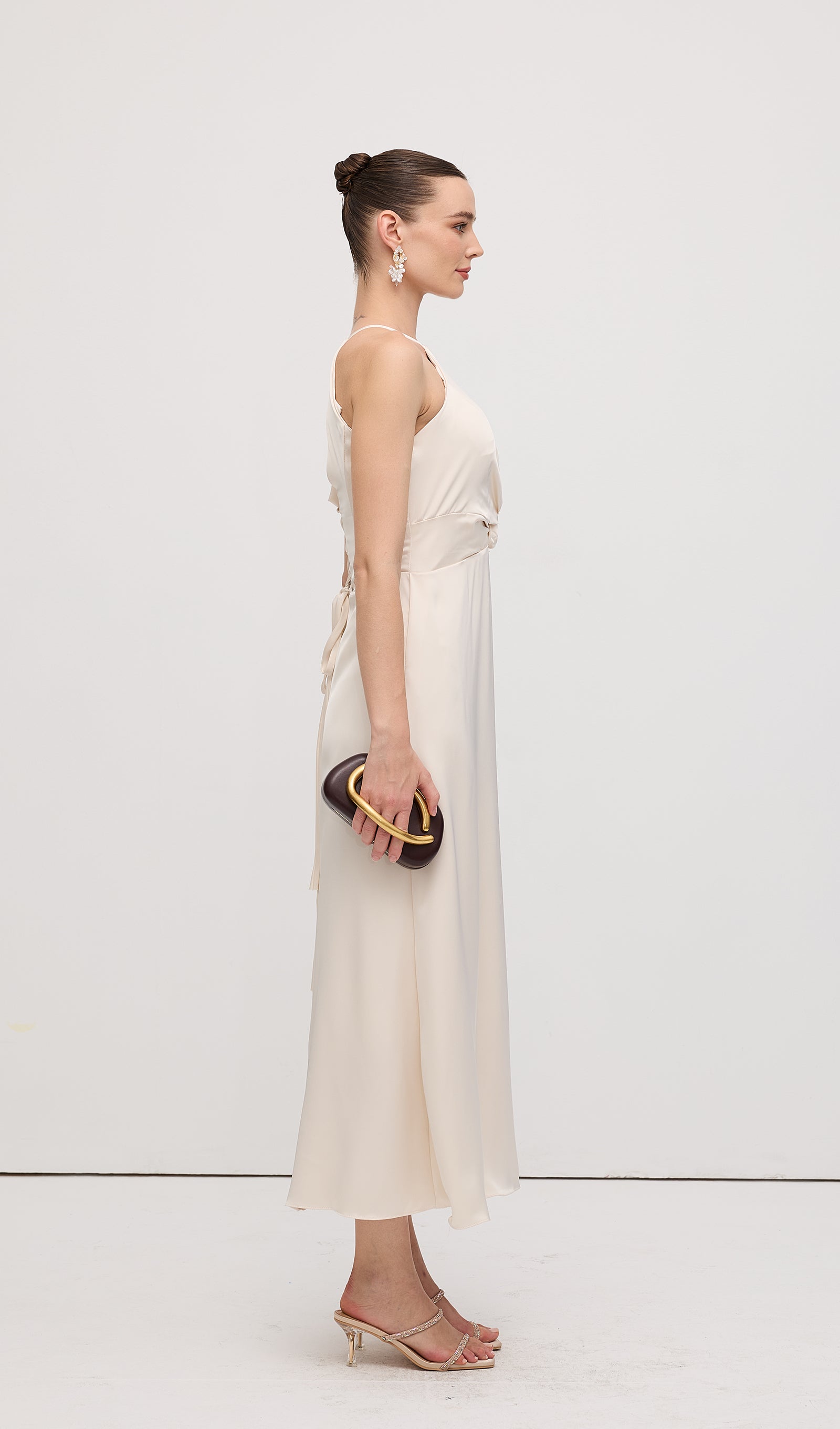 Sleeveless Satin Midi Dress