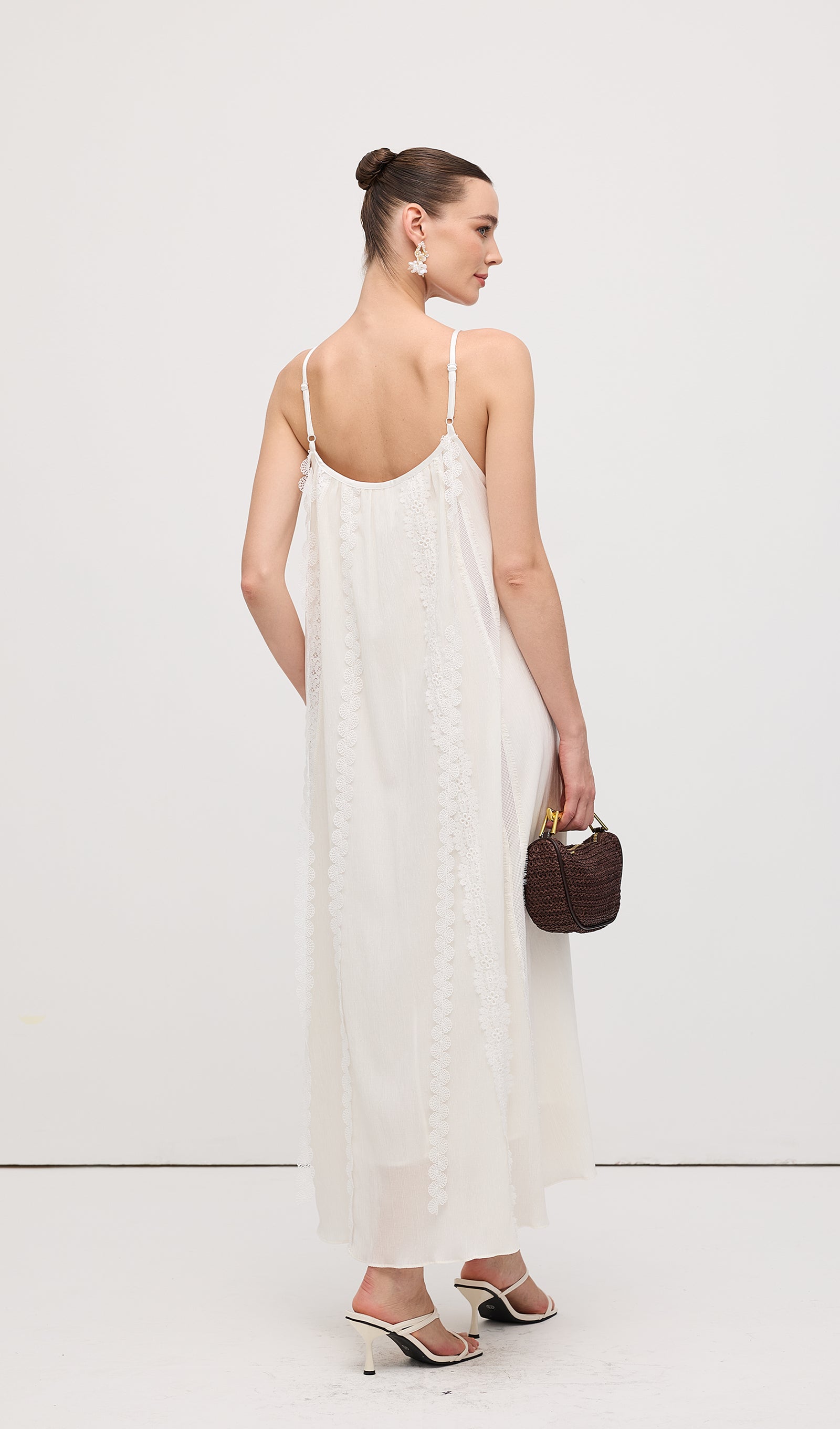 Embroidered Cotton And Linen Midi Dress