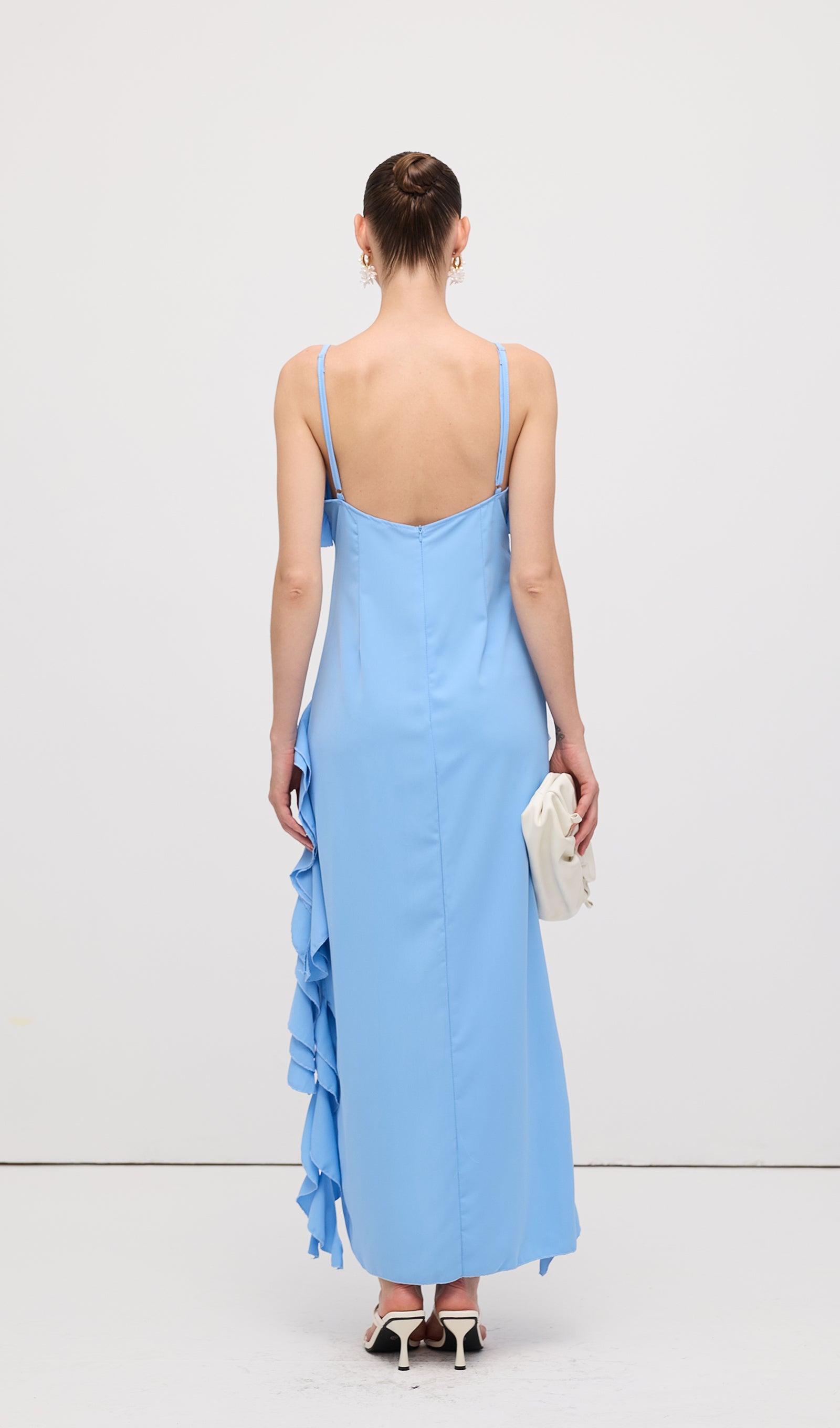 Sleeveless Rayon Ruffle Midi Dress