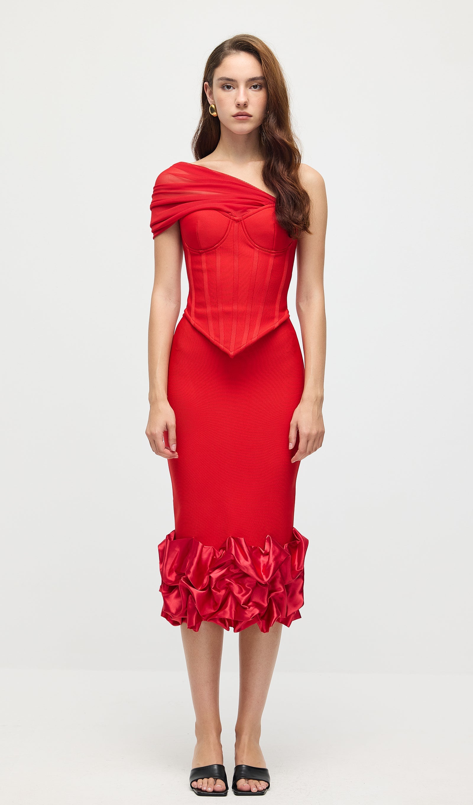 Off Shoulder Fishbone Top & Hip Skirt