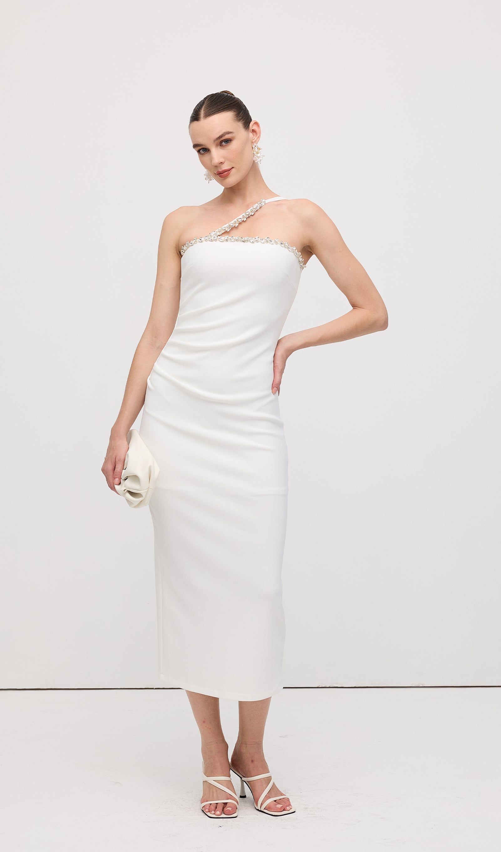 Diamond Chain Off Shoulder Midi Dress