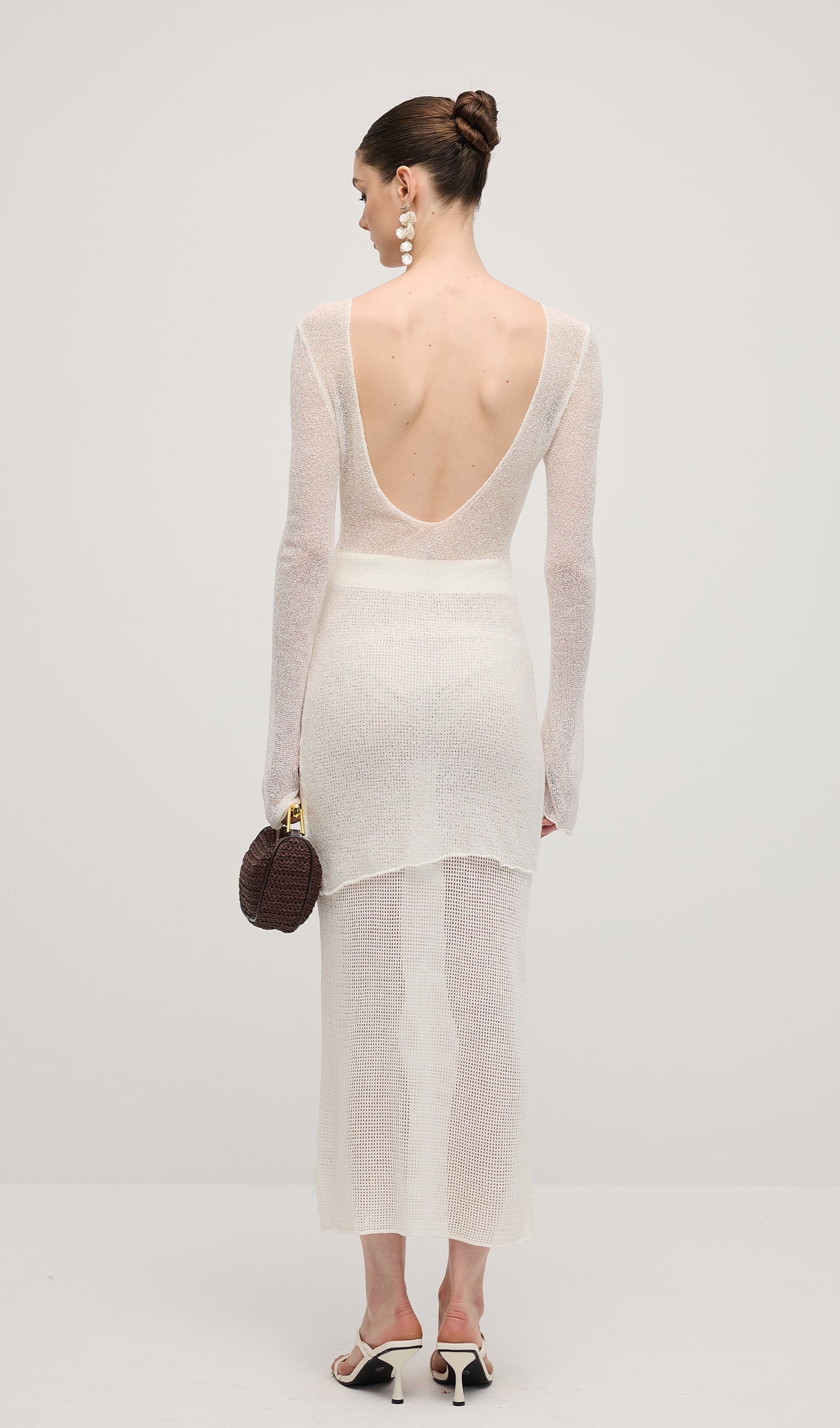 Hollow Out Drawstring Maxi Skirt