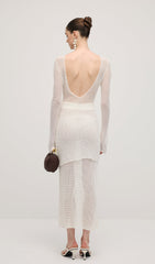 Hollow Out Drawstring Maxi Skirt