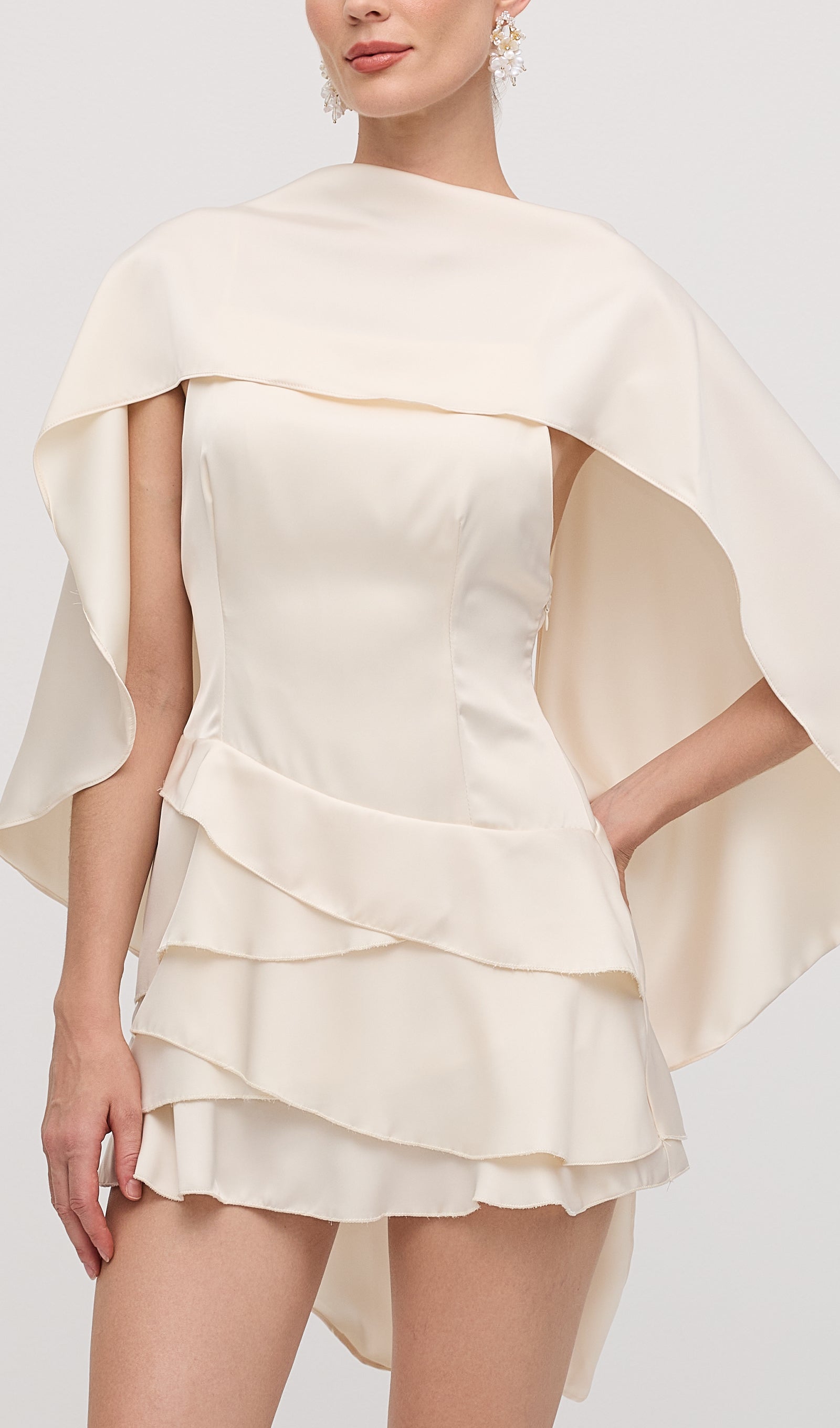 Satin Cape Two Piece Mini Dress