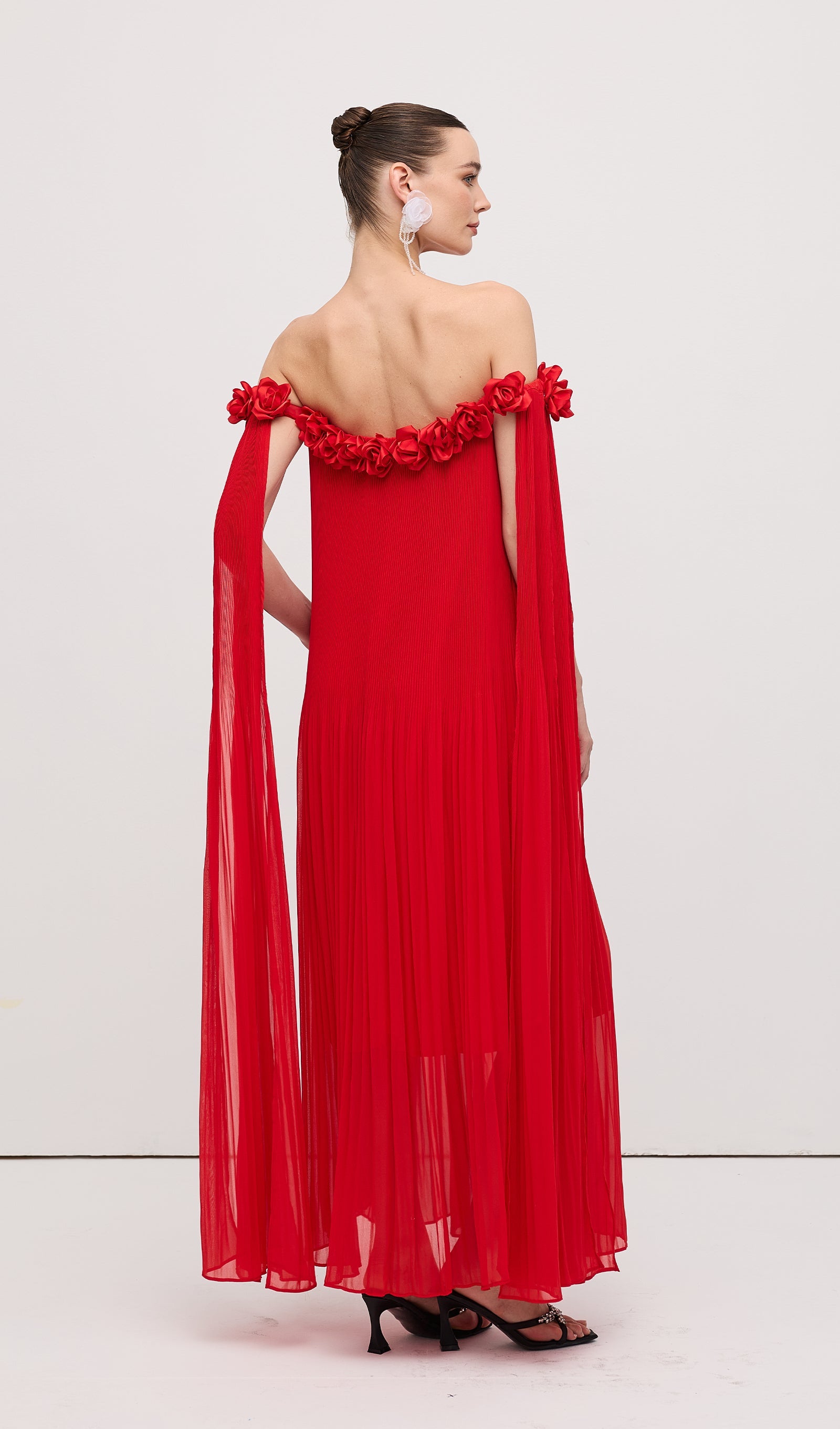 Off Shoulder Draped Maxi Dress