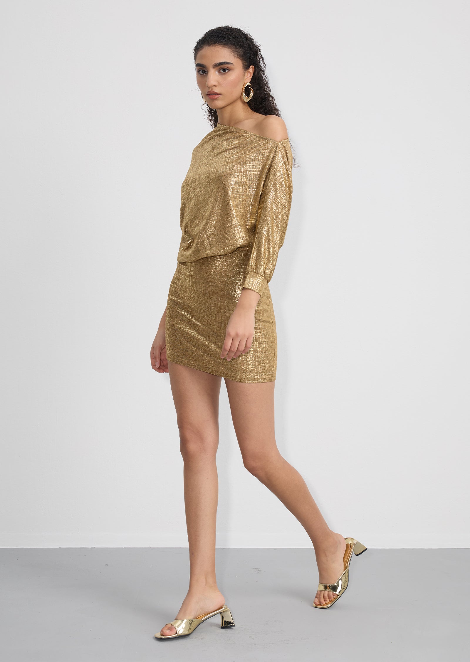 Noor Elegance Batwing Sleeve Mini Dress