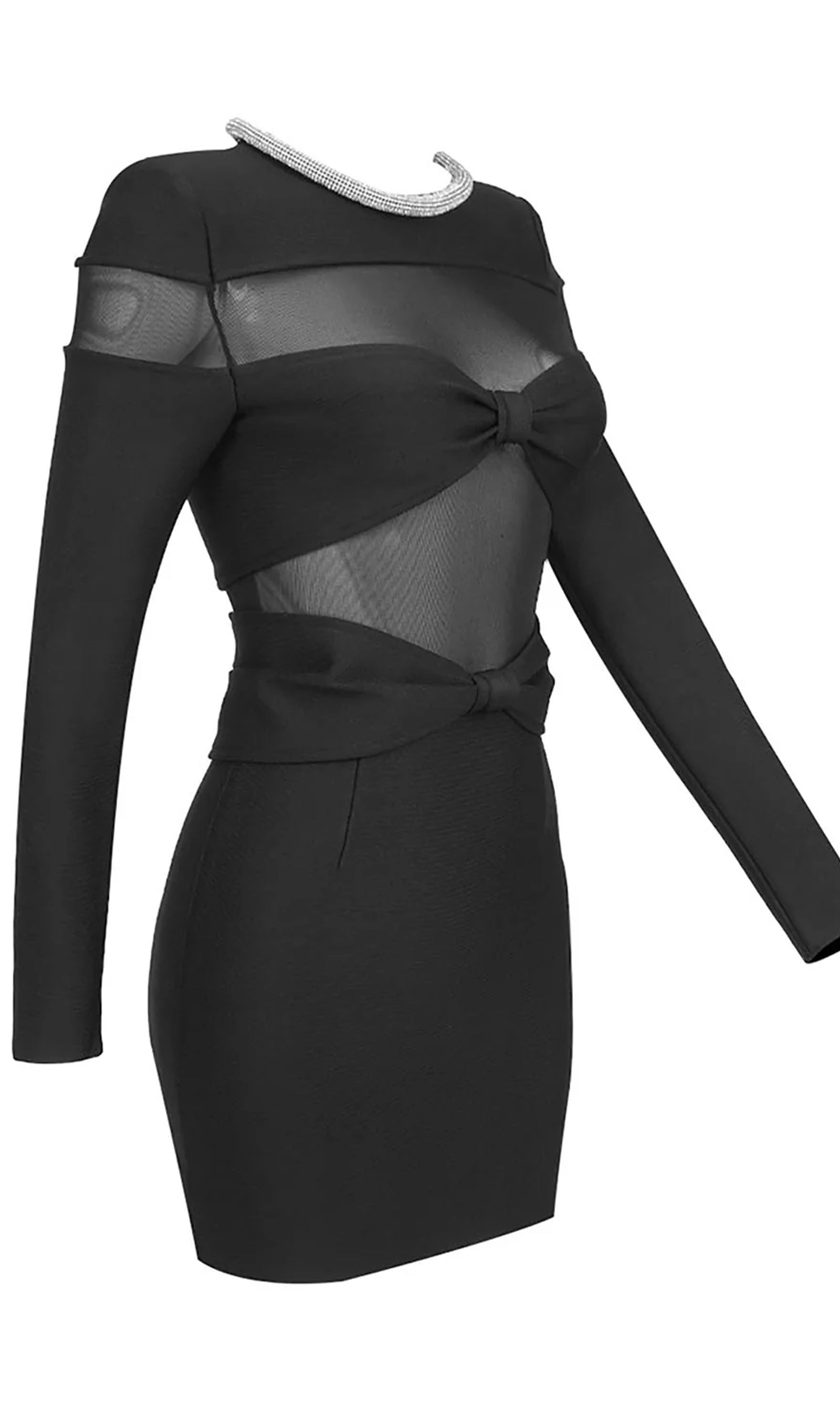 Mesh Panels Mini Dress