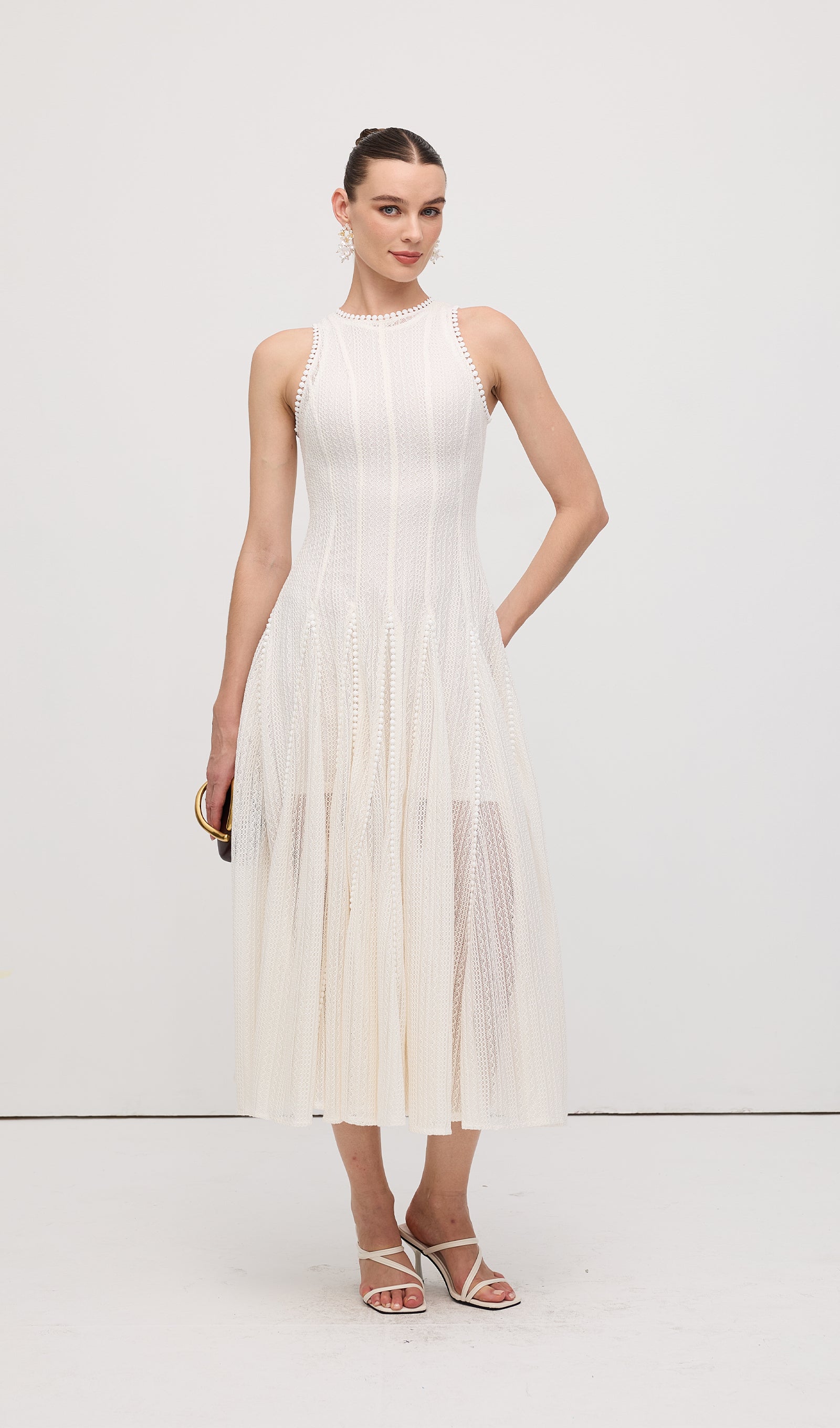 Semi Sheer Lace Sleeveless Maxi Dress